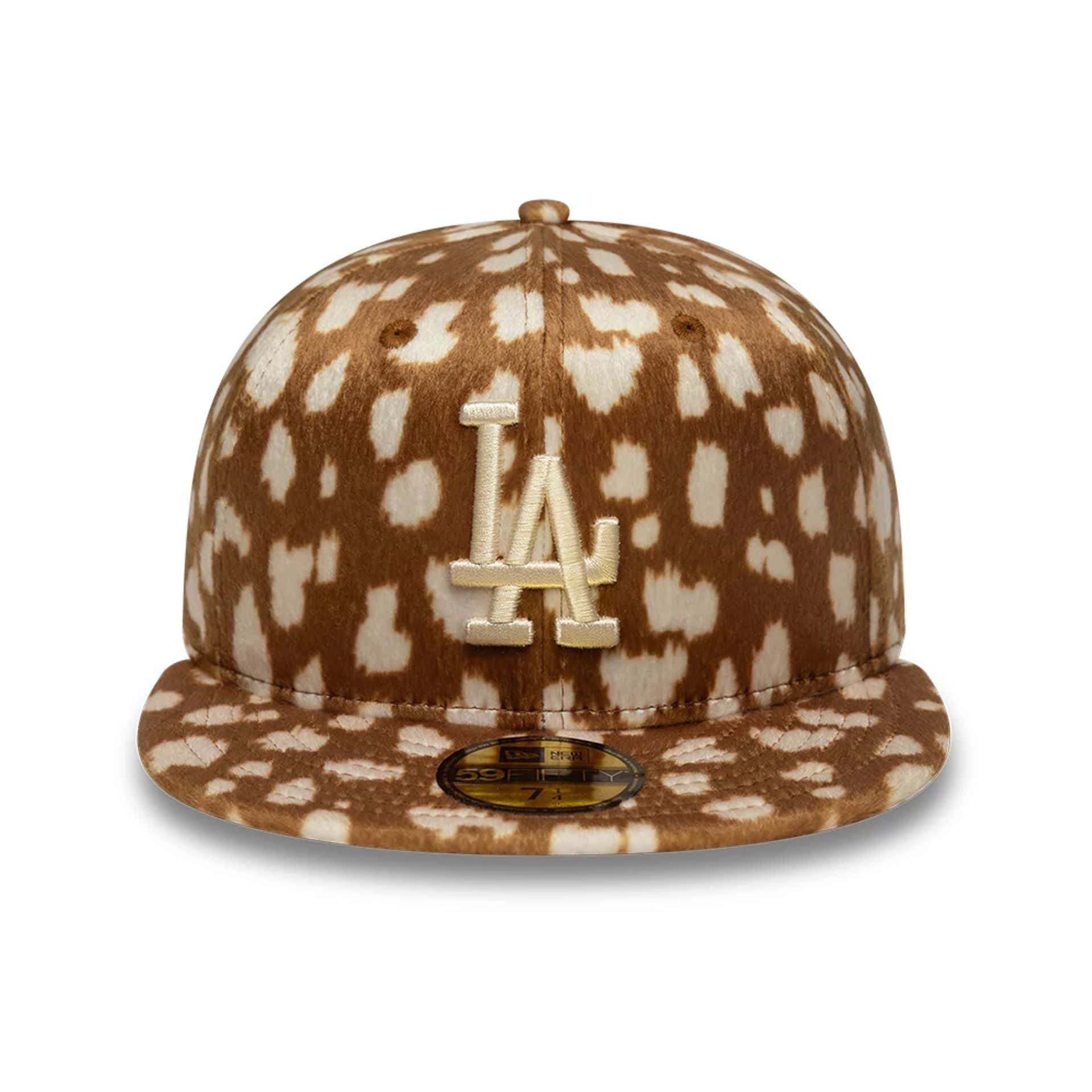 LA Dodgers Animal Print Dark Beige 59FIFTY Fitted Cap - Image 2