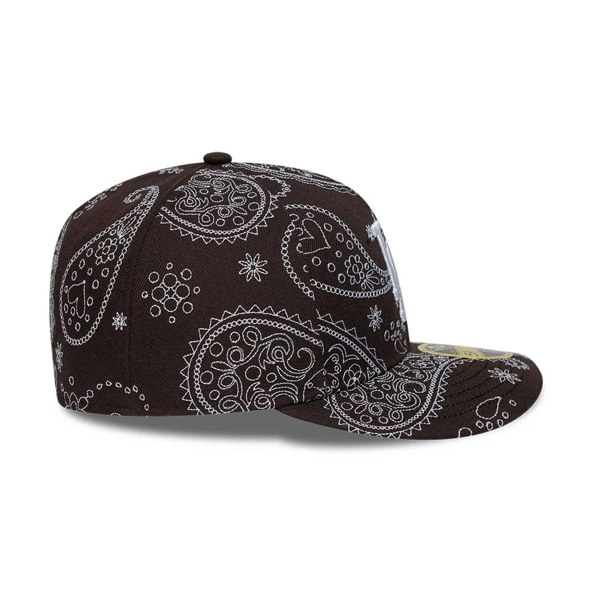 LA Dodgers MLB All Over Paisley Dark Brown Low Profile 59FIFTY Fitted Cap - Image 6