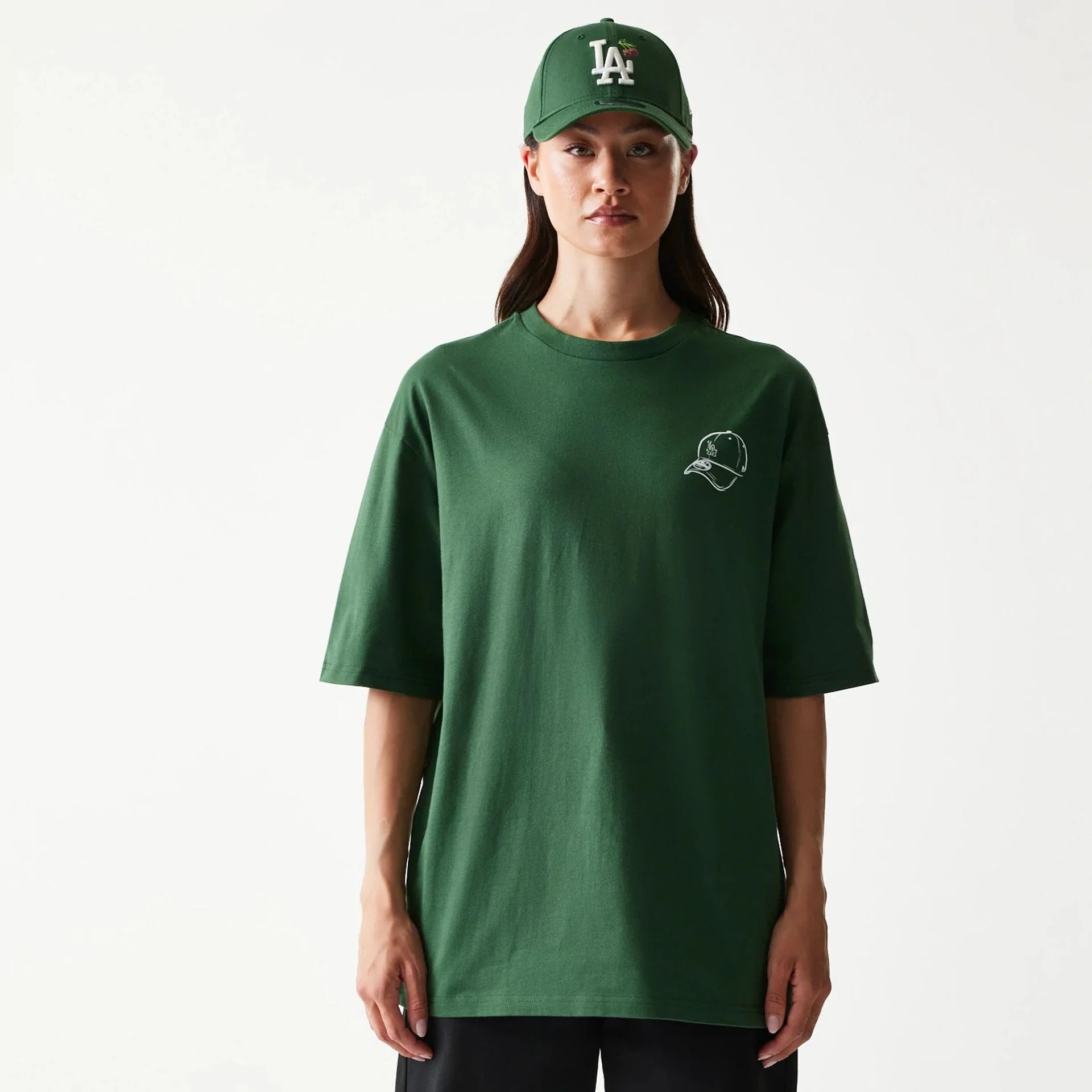 LA Dodgers MLB Baseball Graphic Dark Green Oversized T-Shirt - Image 4
