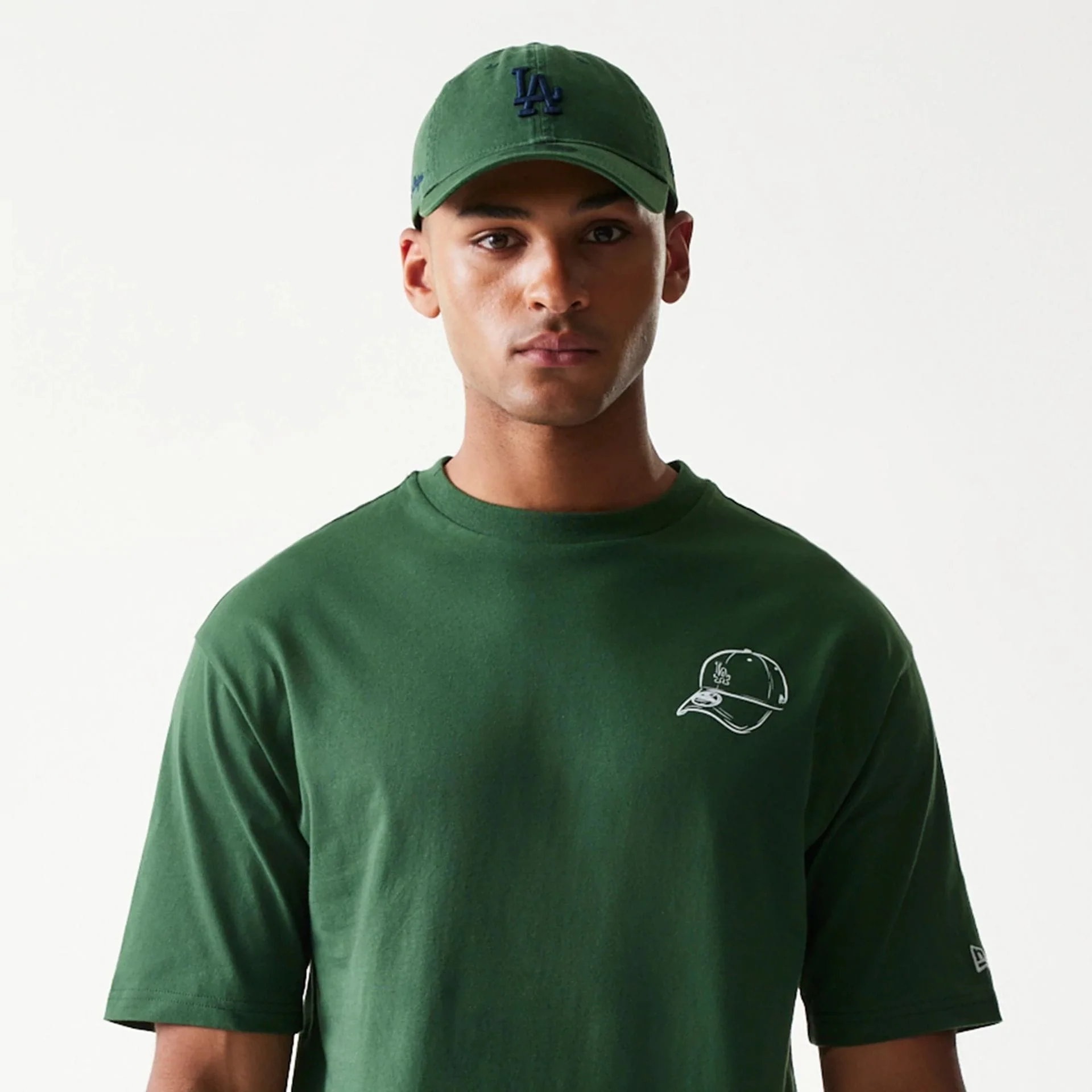 LA Dodgers MLB Baseball Graphic Dark Green Oversized T-Shirt - Image 5
