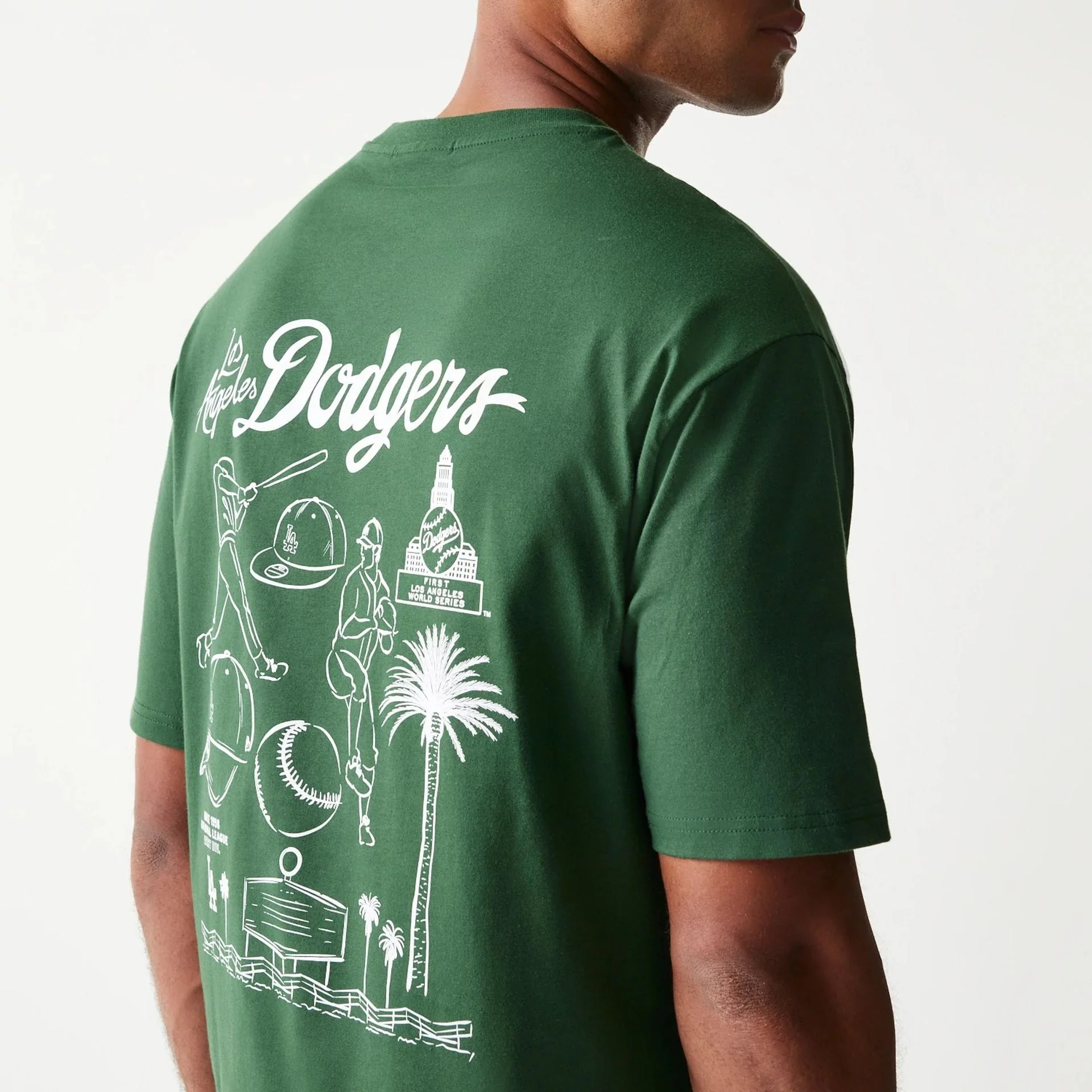 LA Dodgers MLB Baseball Graphic Dark Green Oversized T-Shirt - Image 6