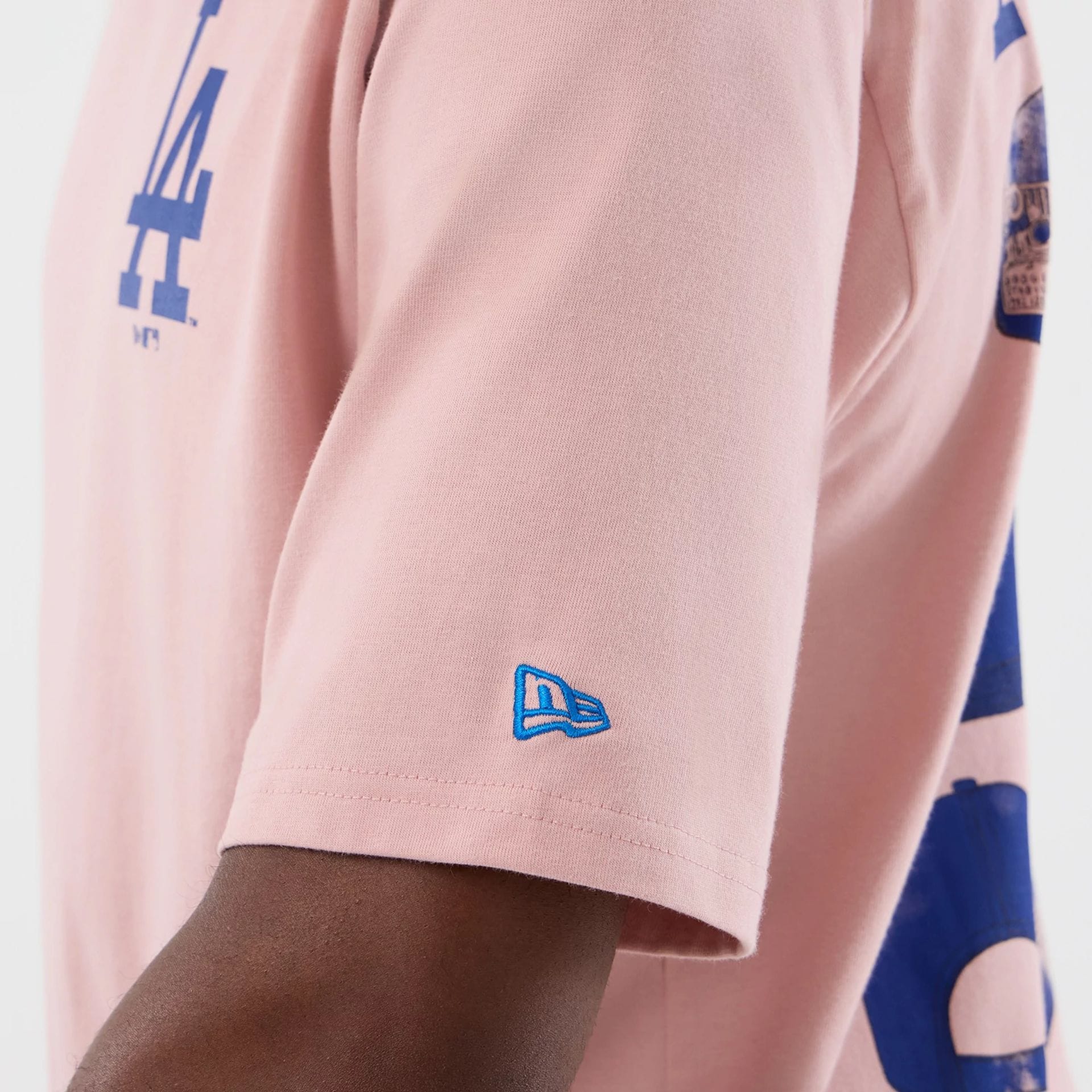 LA Dodgers MLB Cap Graphic Pastel Pink Oversized T-Shirt - Image 7