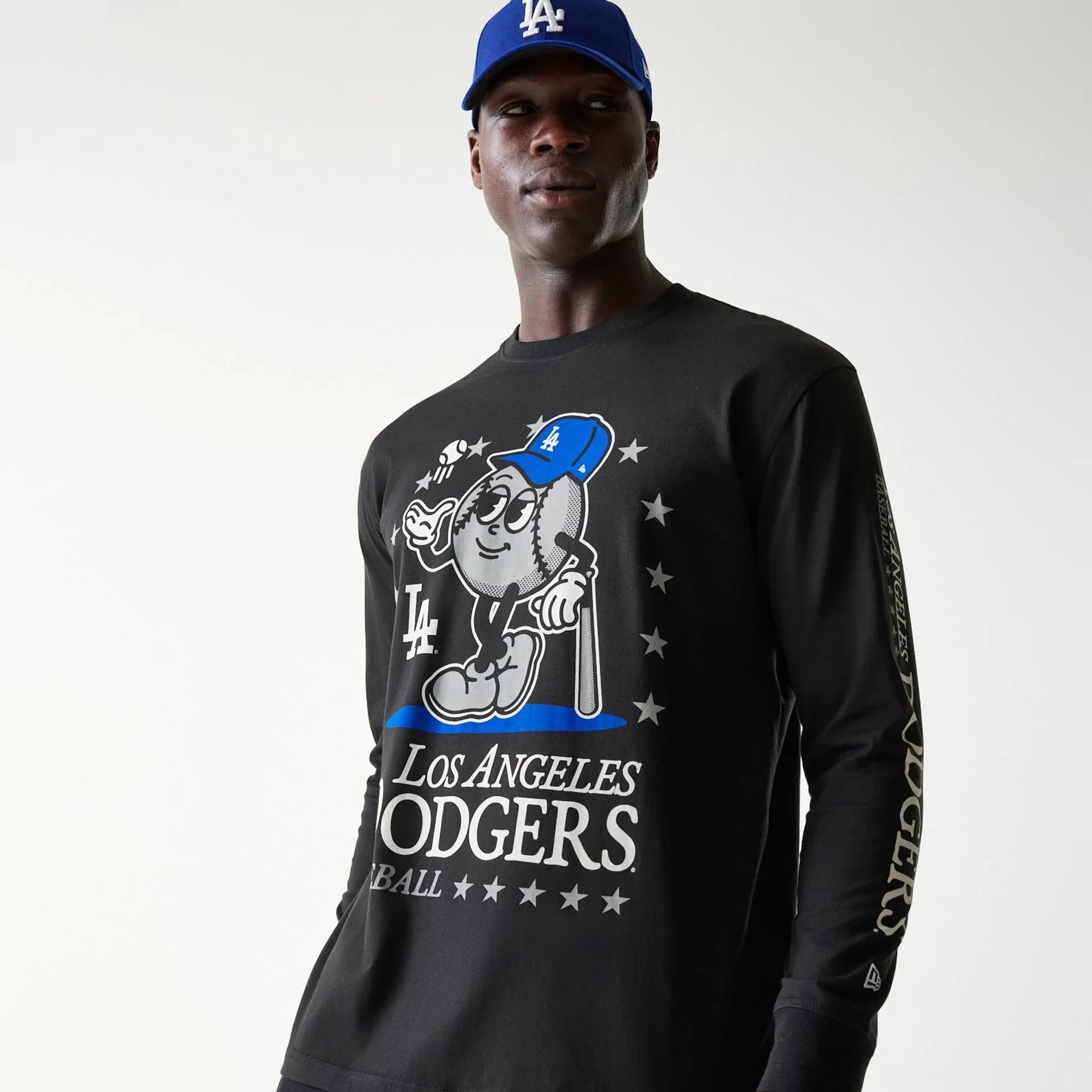 LA Dodgers MLB Character Black Long Sleeve T-Shirt - Image 3