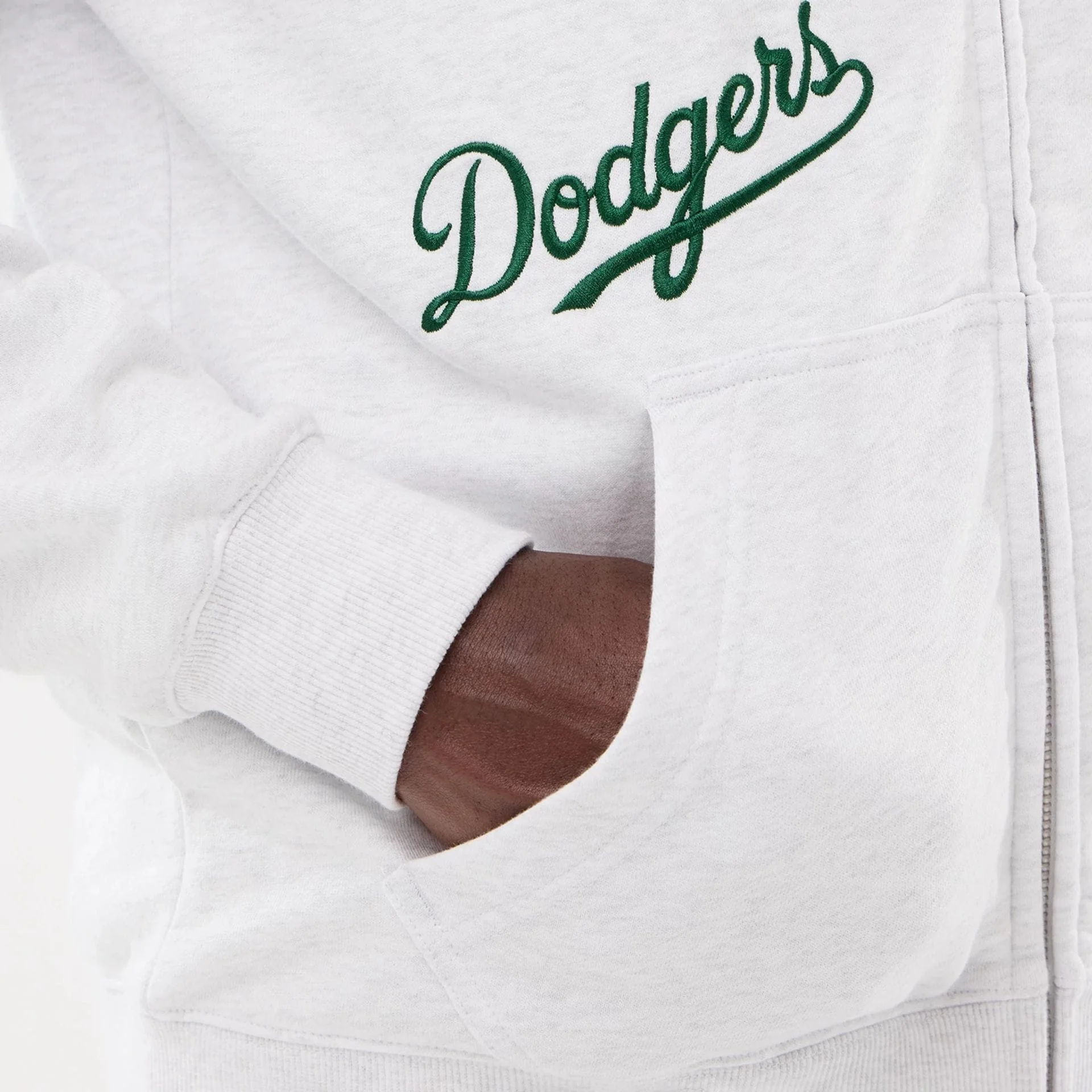 LA Dodgers MLB Comfort Grey 2 Way Full Zip Hoodie - Image 4