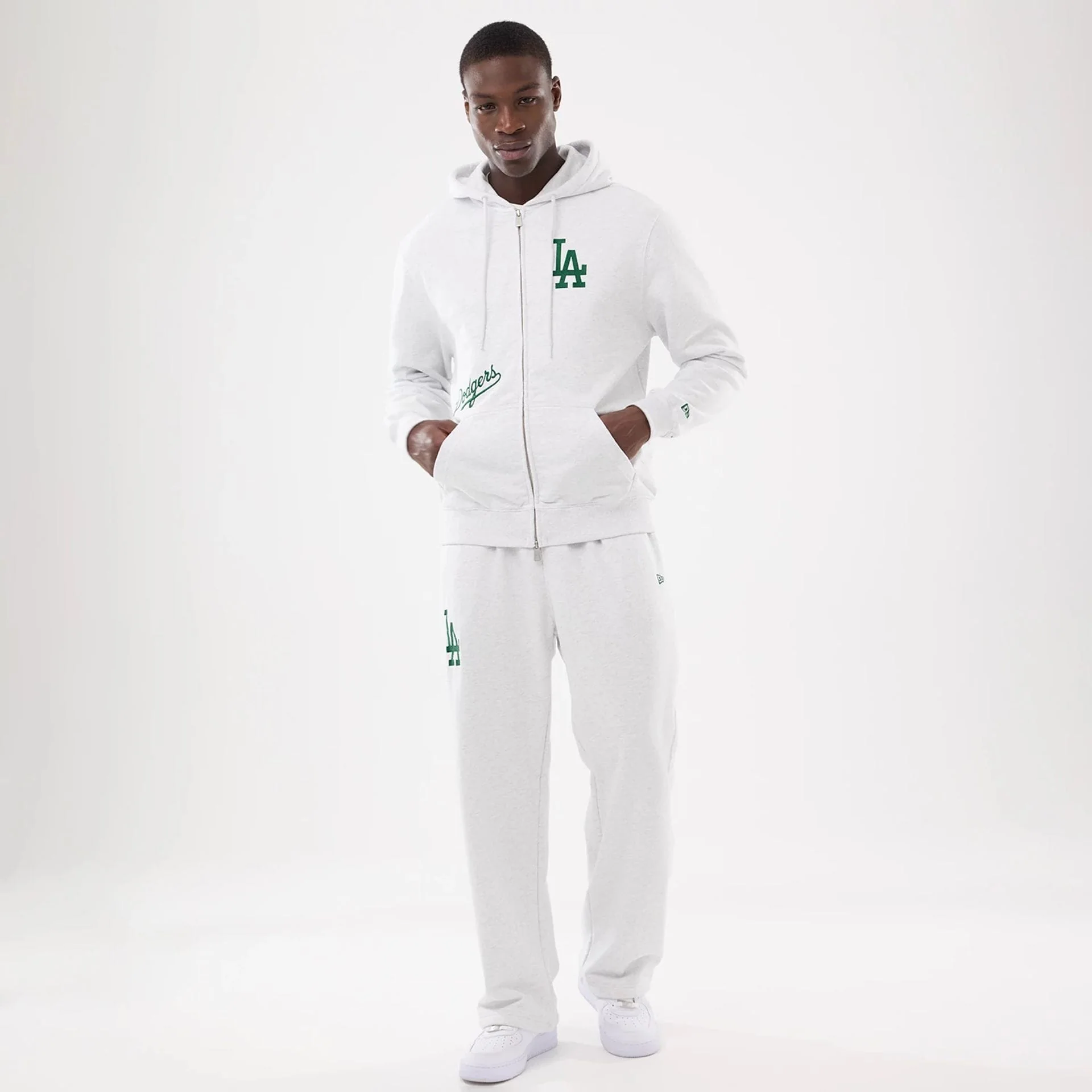 LA Dodgers MLB Comfort Grey 2 Way Full Zip Hoodie - Image 7