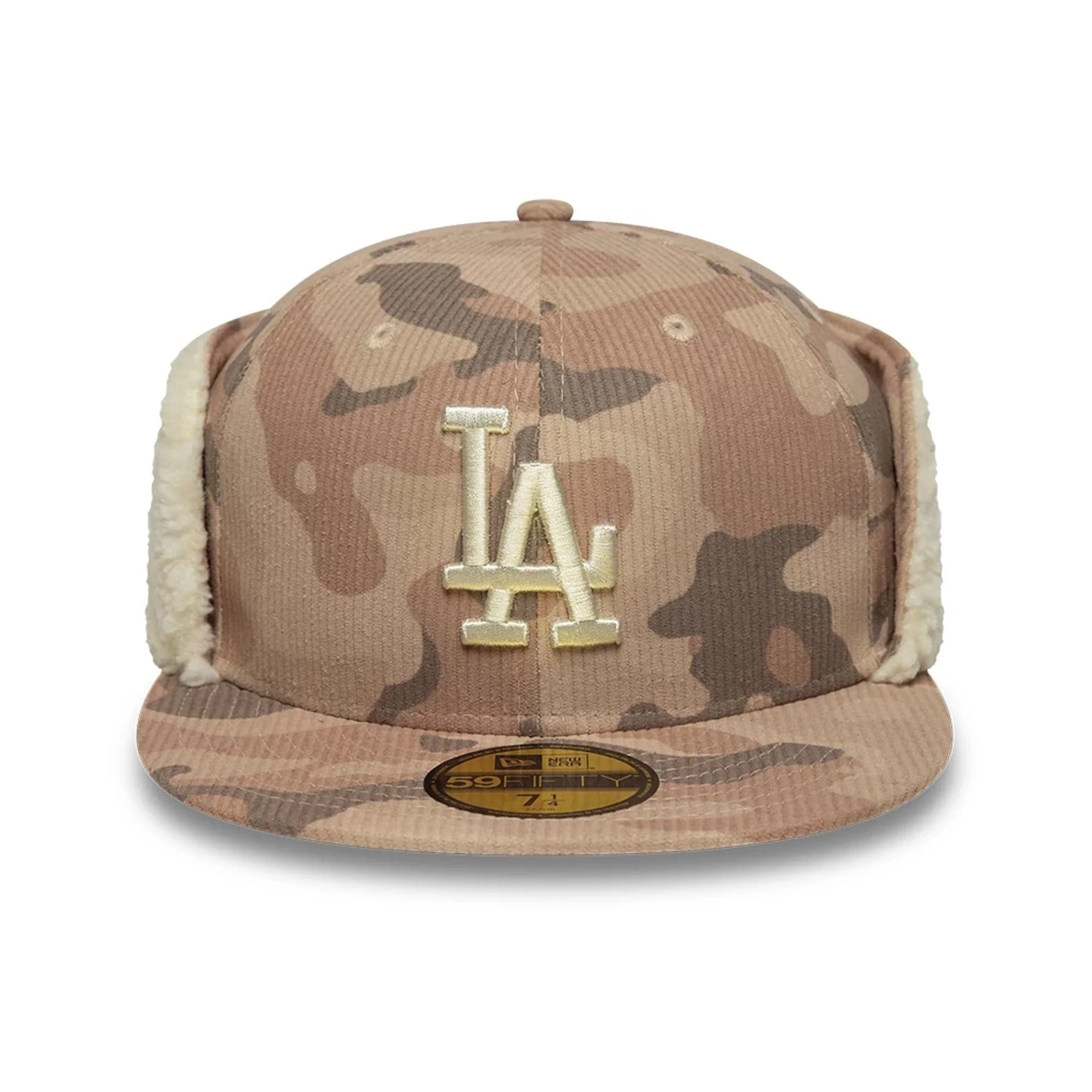 LA Dodgers MLB Cord Light Beige Downflap 59FIFTY Fitted Cap - Image 3