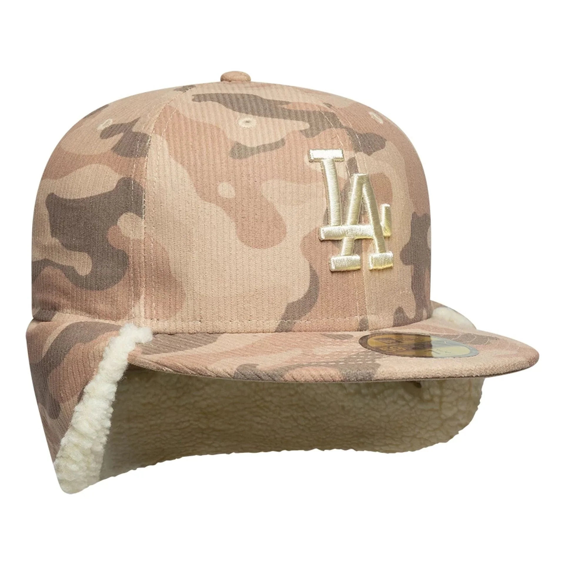 LA Dodgers MLB Cord Light Beige Downflap 59FIFTY Fitted Cap - Image 6