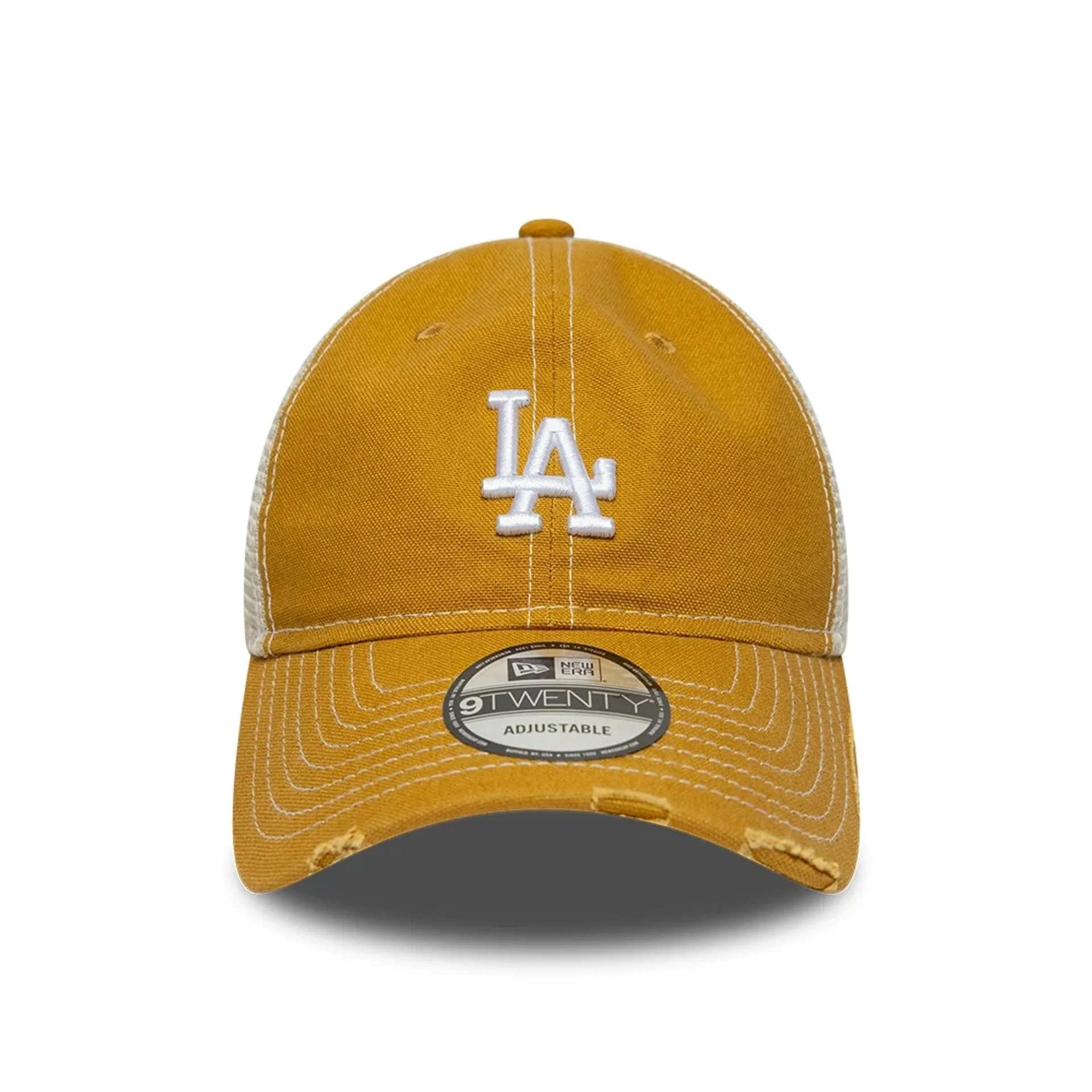 LA Dodgers MLB Cotton Canvas Beige 9TWENTY Trucker Adjustable Cap - Image 2