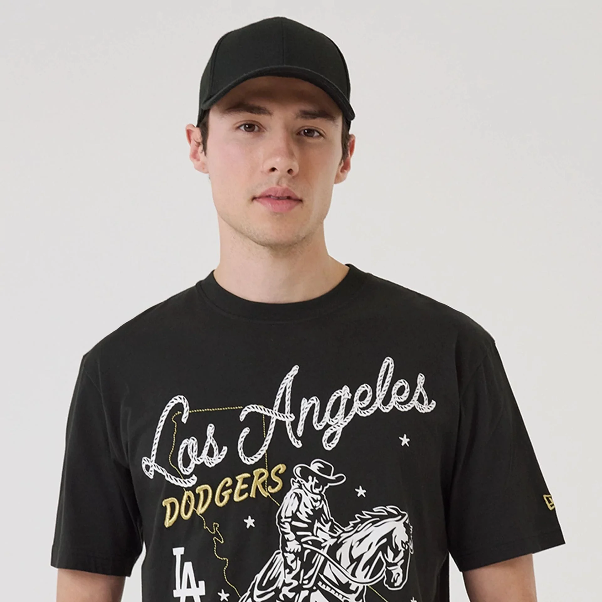LA Dodgers MLB Cowboy Graphic Black T-Shirt - Image 7