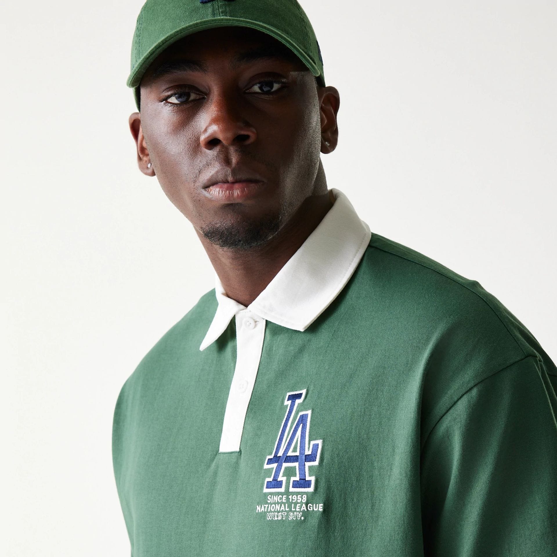 LA Dodgers MLB Dark Green Oversized Polo T-Shirt - Image 6