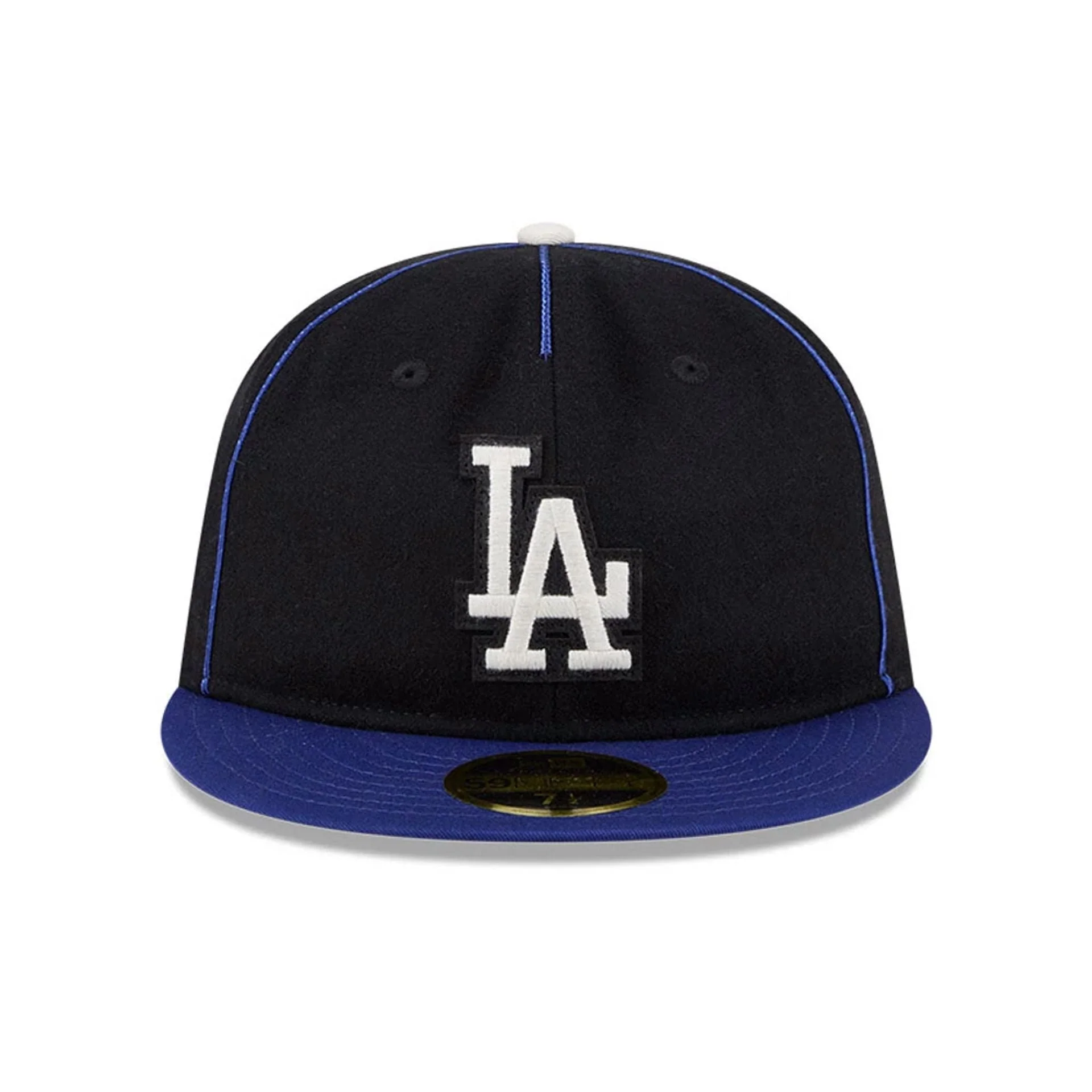 LA Dodgers MLB Felt Logo Dark Blue Retro Crown 59FIFTY Fitted Cap - Image 3