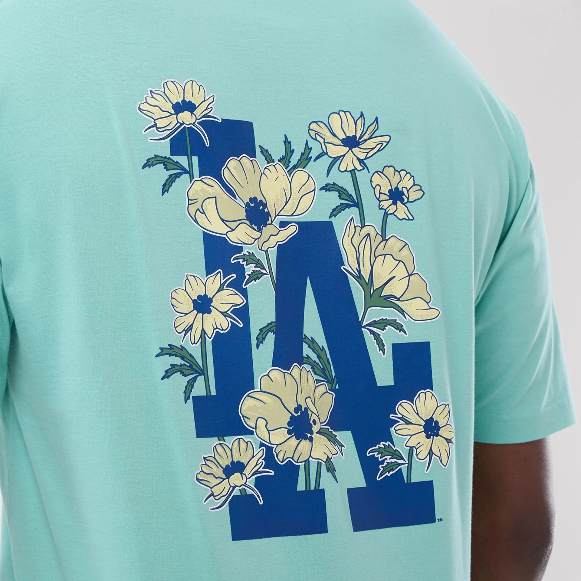 LA Dodgers MLB Floral Pastel Green Oversized T-Shirt - Image 4
