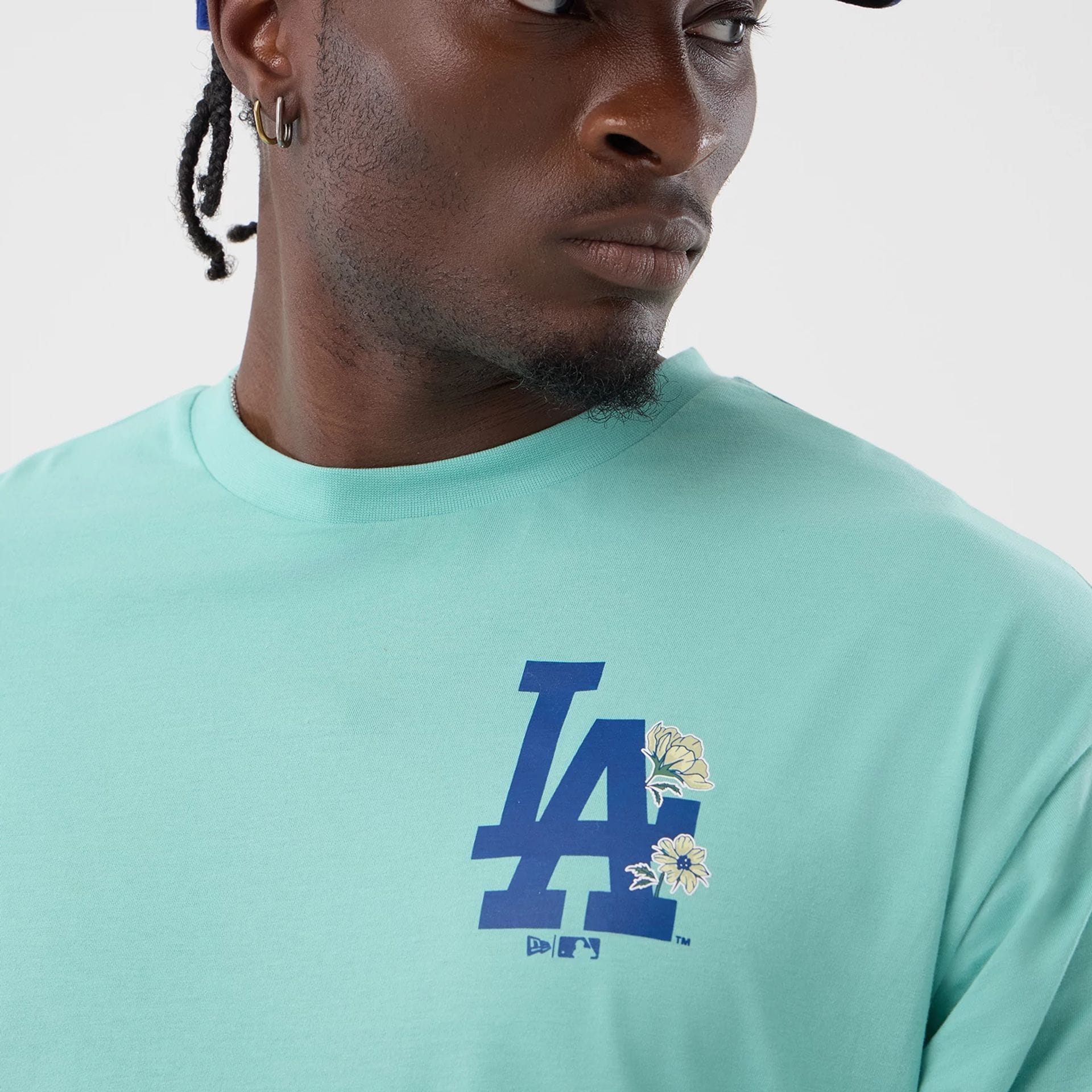 LA Dodgers MLB Floral Pastel Green Oversized T-Shirt - Image 5
