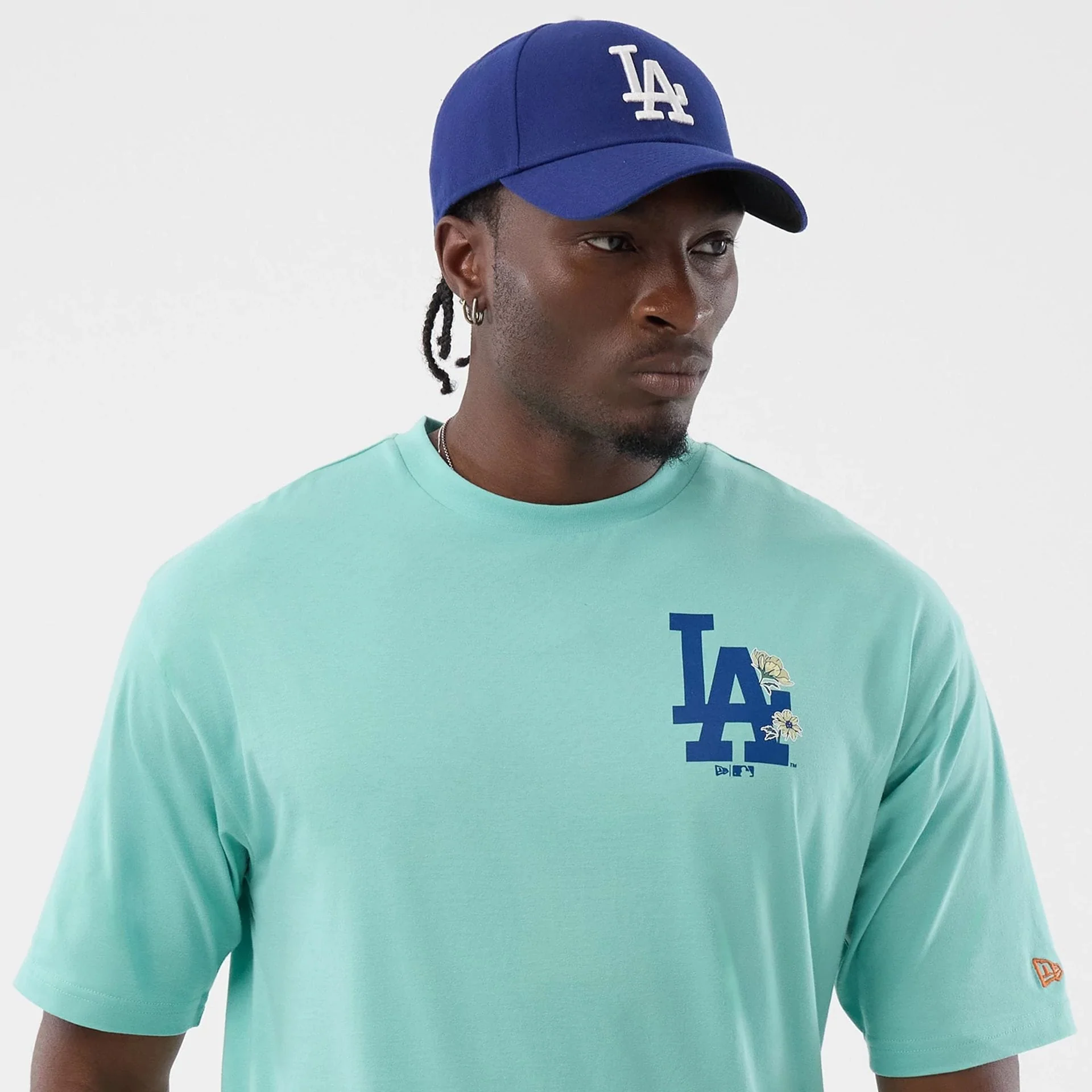 LA Dodgers MLB Floral Pastel Green Oversized T-Shirt - Image 7