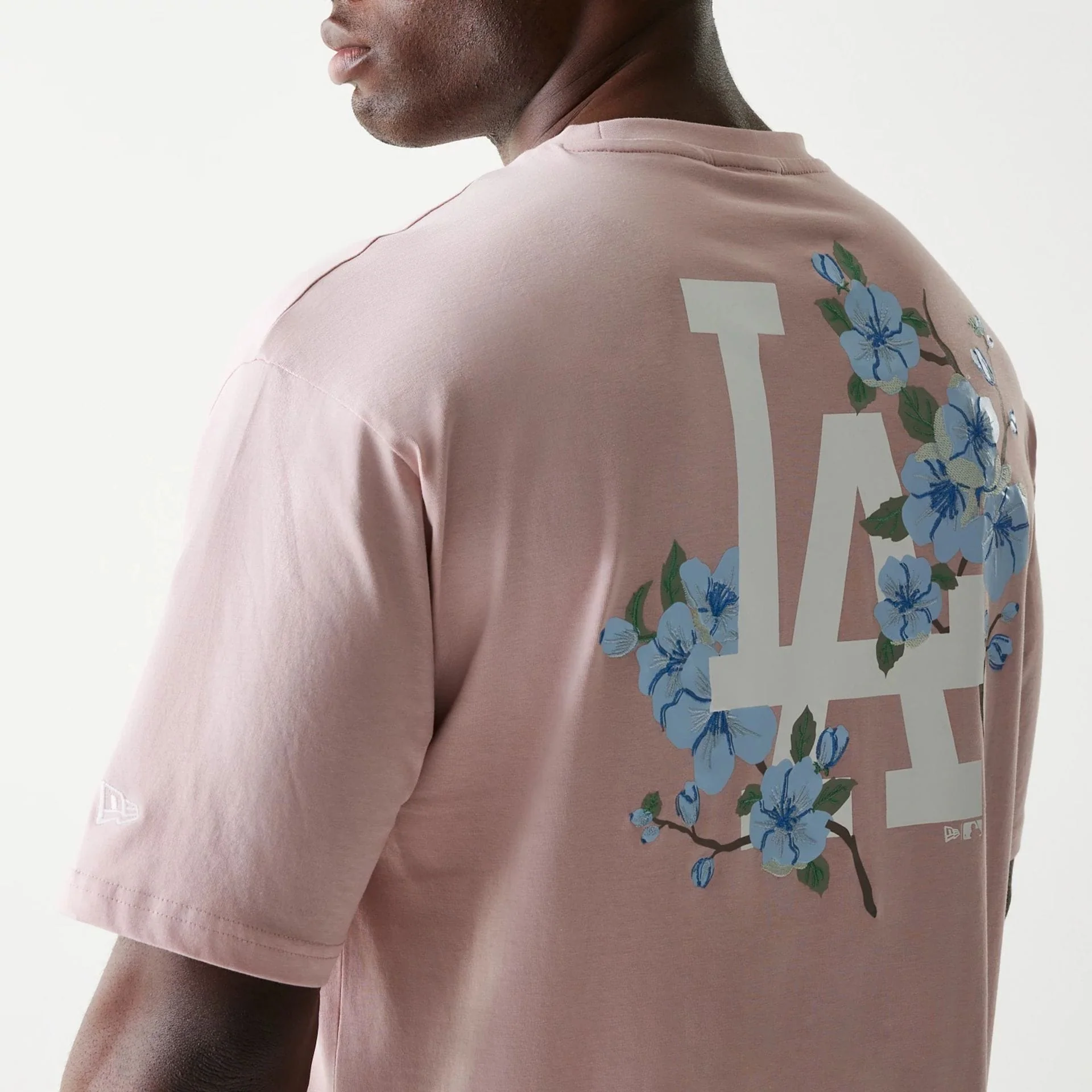 LA Dodgers MLB Floral Pastel Pink Oversized T-Shirt - Image 5
