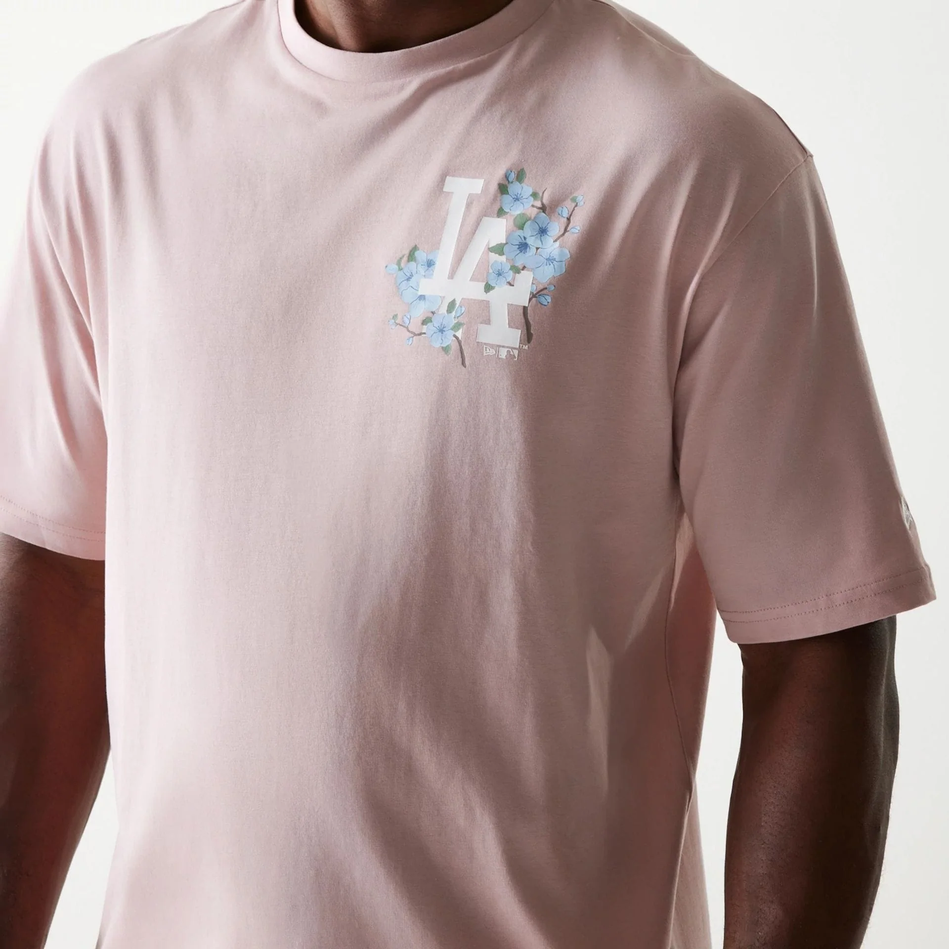 LA Dodgers MLB Floral Pastel Pink Oversized T-Shirt - Image 7