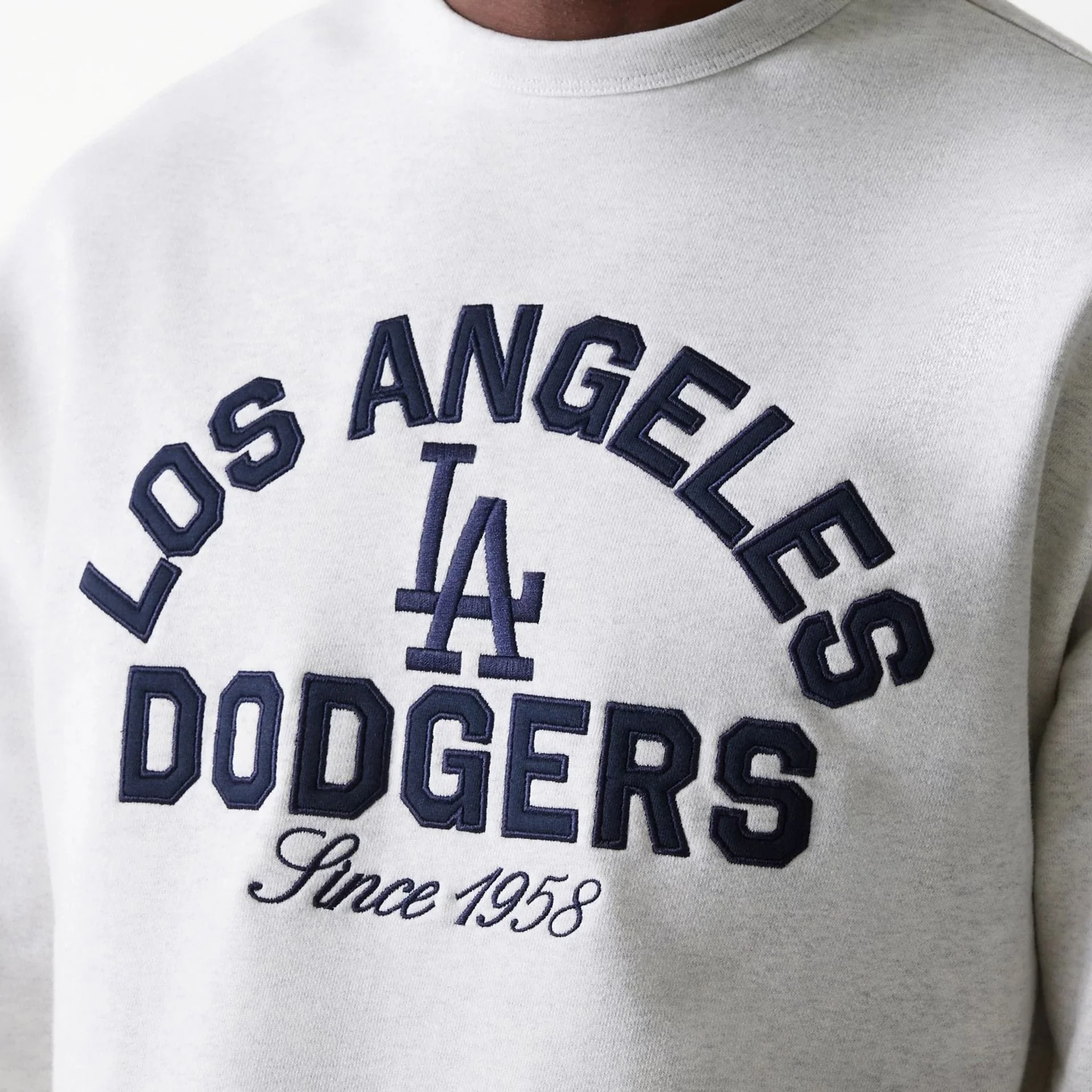 LA Dodgers MLB Heritage Pastel Grey Oversized Crew Neck Sweater - Image 4
