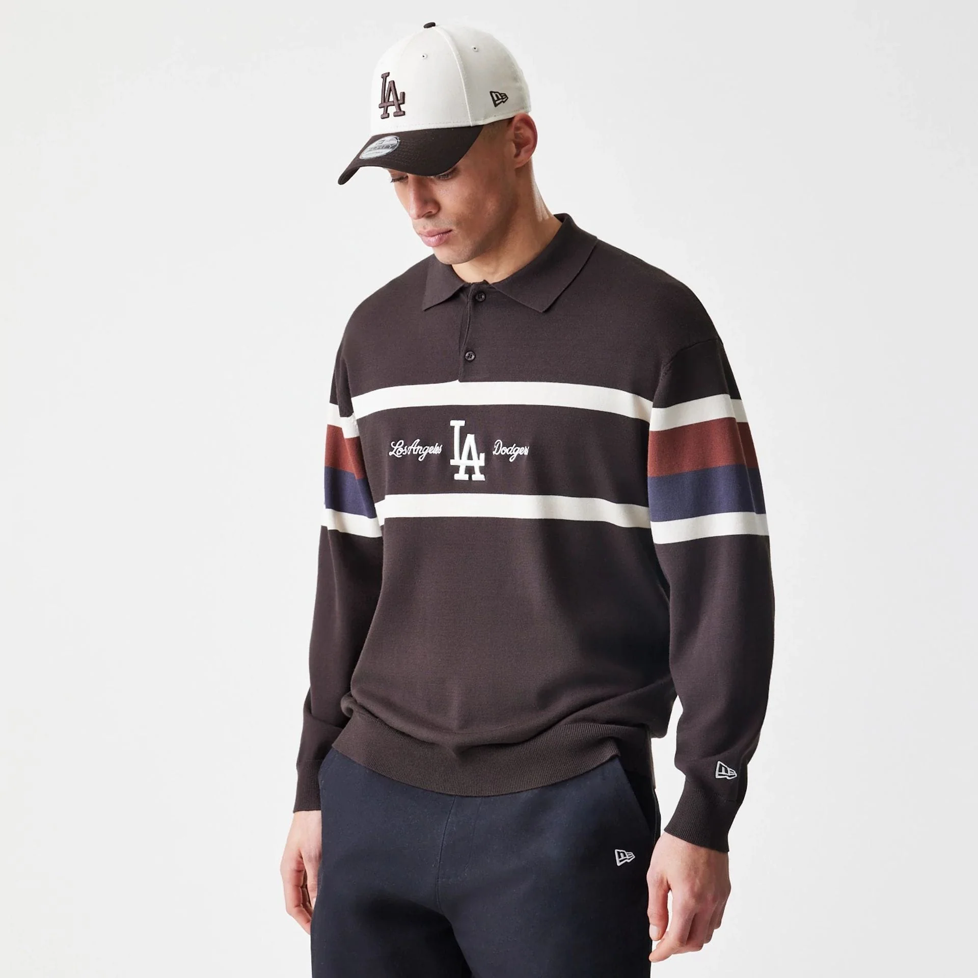 LA Dodgers MLB Knit Brown Rugby Shirt - Image 3