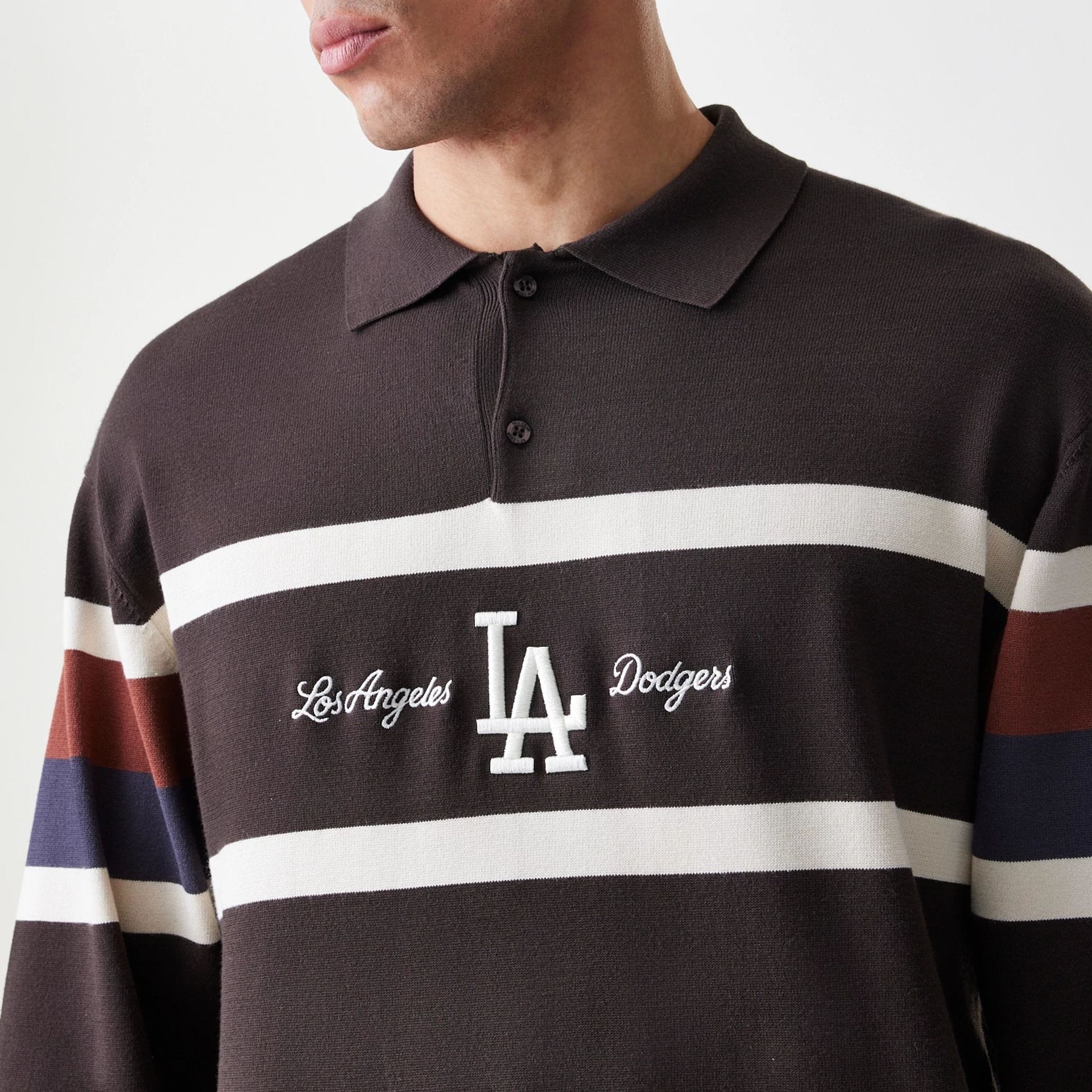 LA Dodgers MLB Knit Brown Rugby Shirt - Image 5