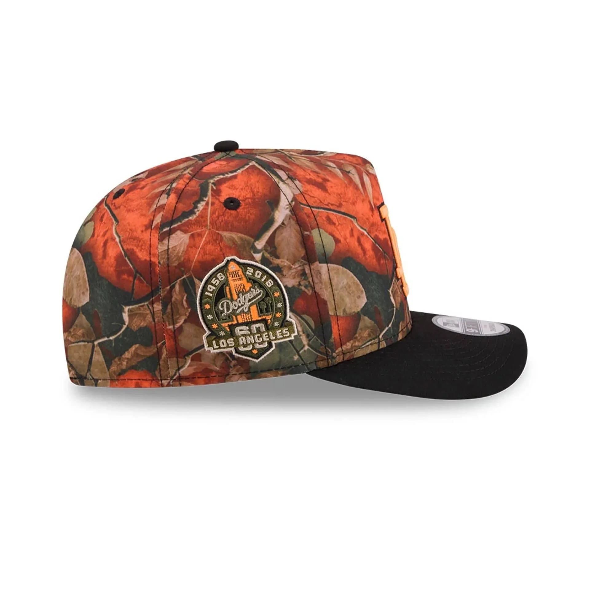 LA Dodgers MLB Leaves Bright Orange 9FIFTY A-Frame Snapback Adjustable Cap - Image 6