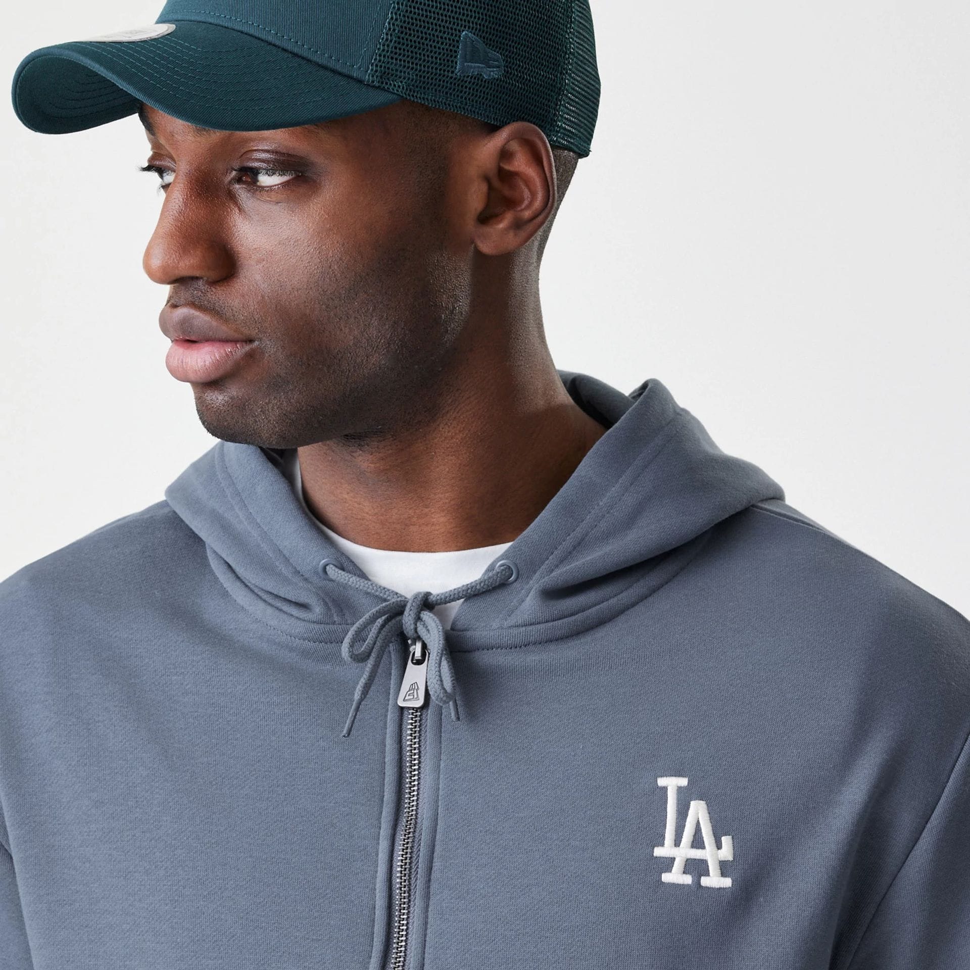 LA Dodgers MLB Midi League Essential Dark Grey Full Zip Hoodie - Image 3