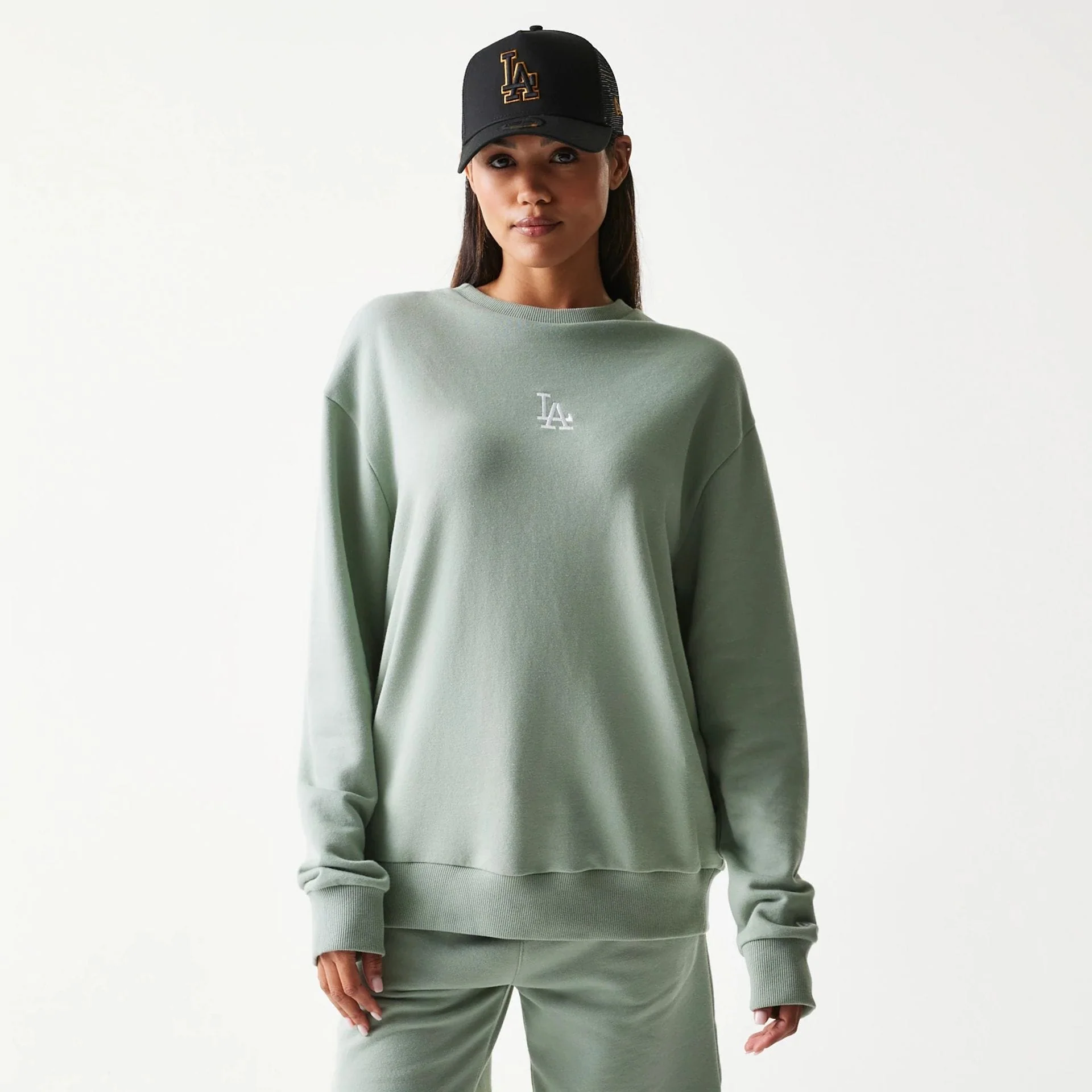 LA Dodgers MLB Midi Pastel Green Oversized Crew Neck Sweater - Image 4
