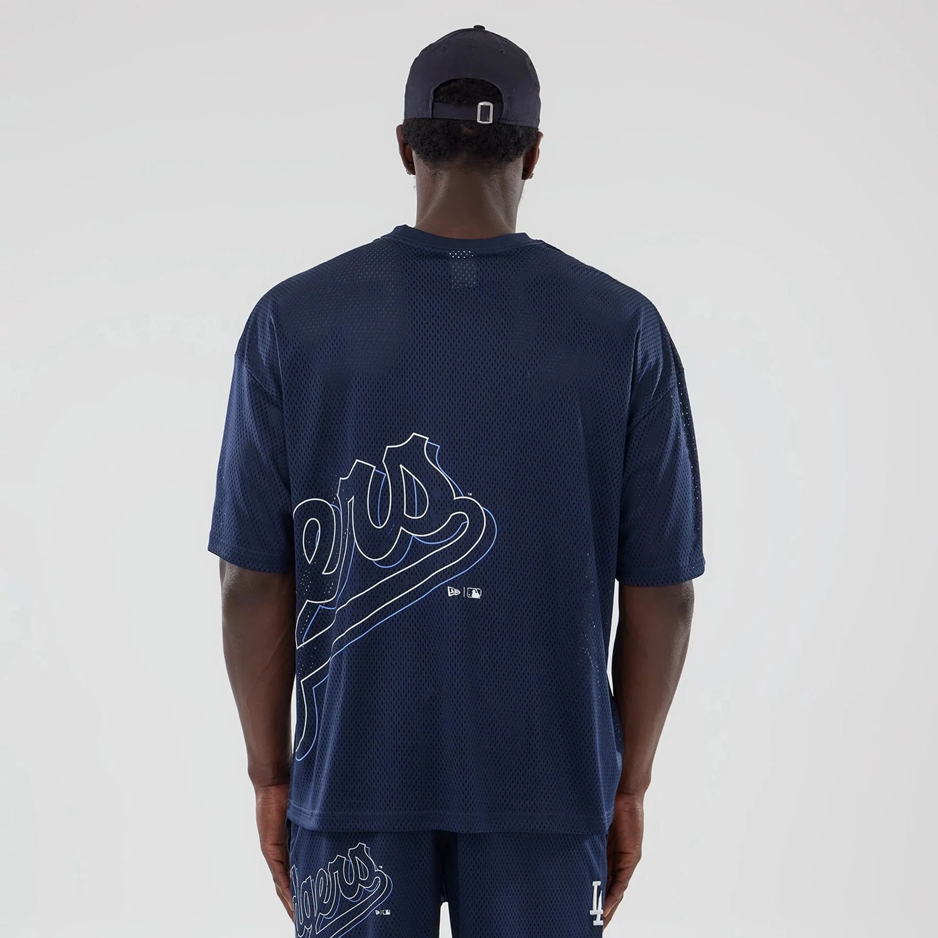 LA Dodgers MLB Mix League Blue Oversized Mesh T-Shirt - Image 2