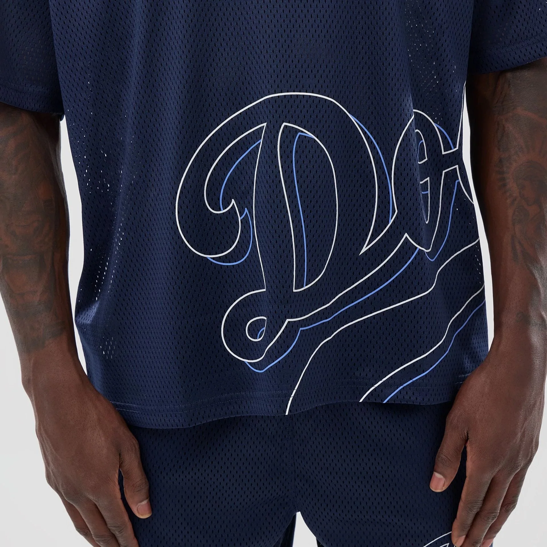 LA Dodgers MLB Mix League Blue Oversized Mesh T-Shirt - Image 6