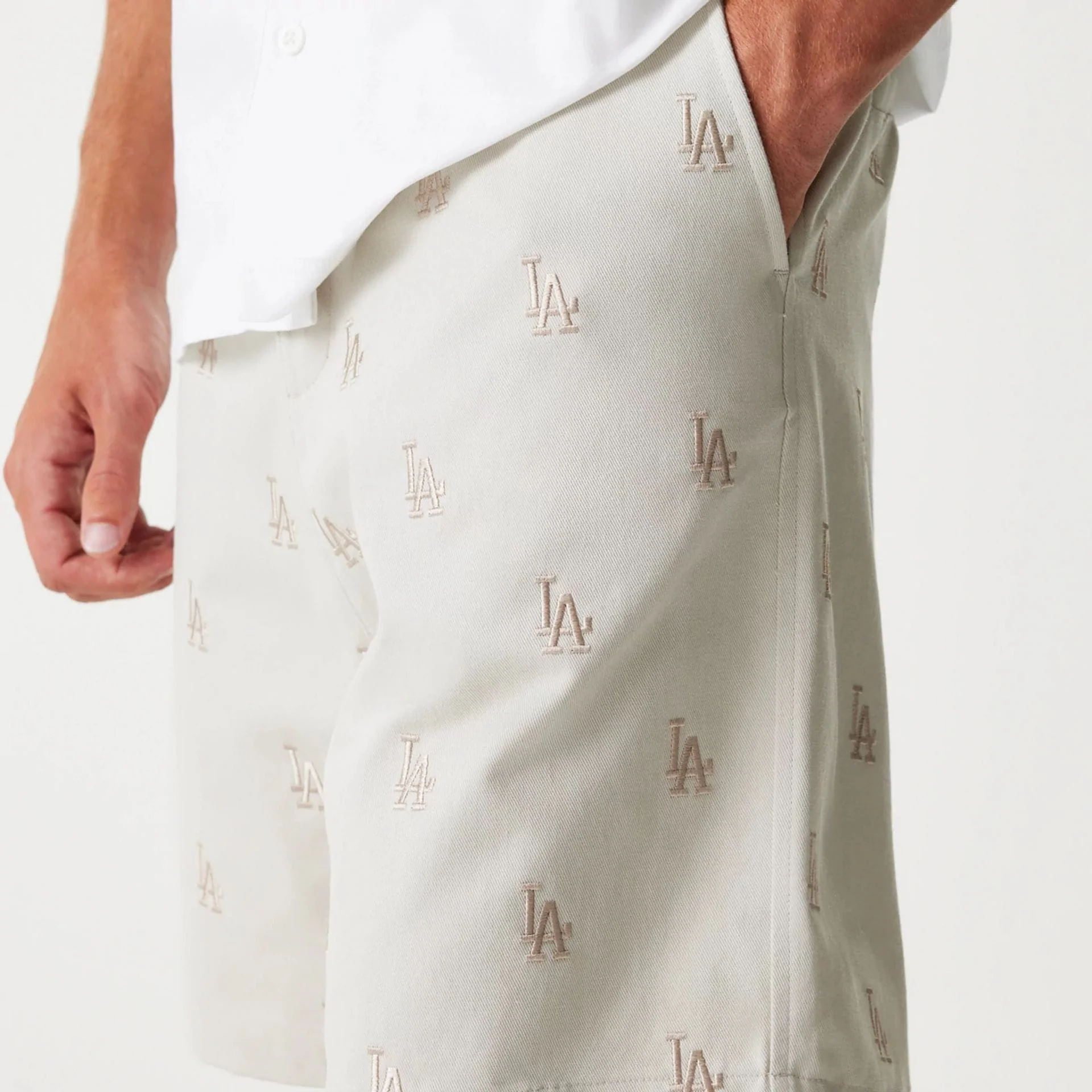 LA Dodgers MLB Monogram Cream Shorts - Image 5