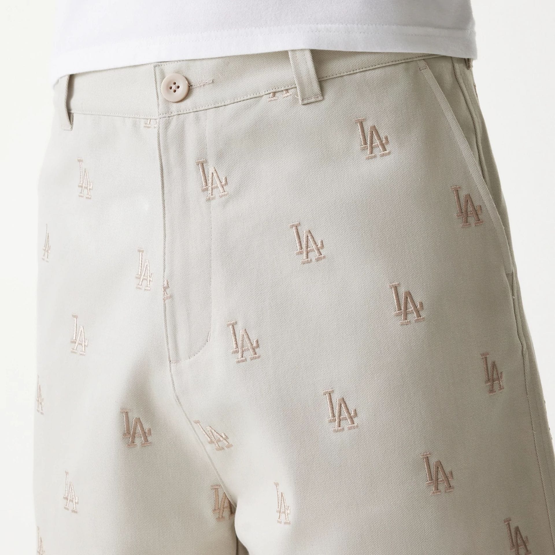 LA Dodgers MLB Monogram Cream Shorts - Image 6