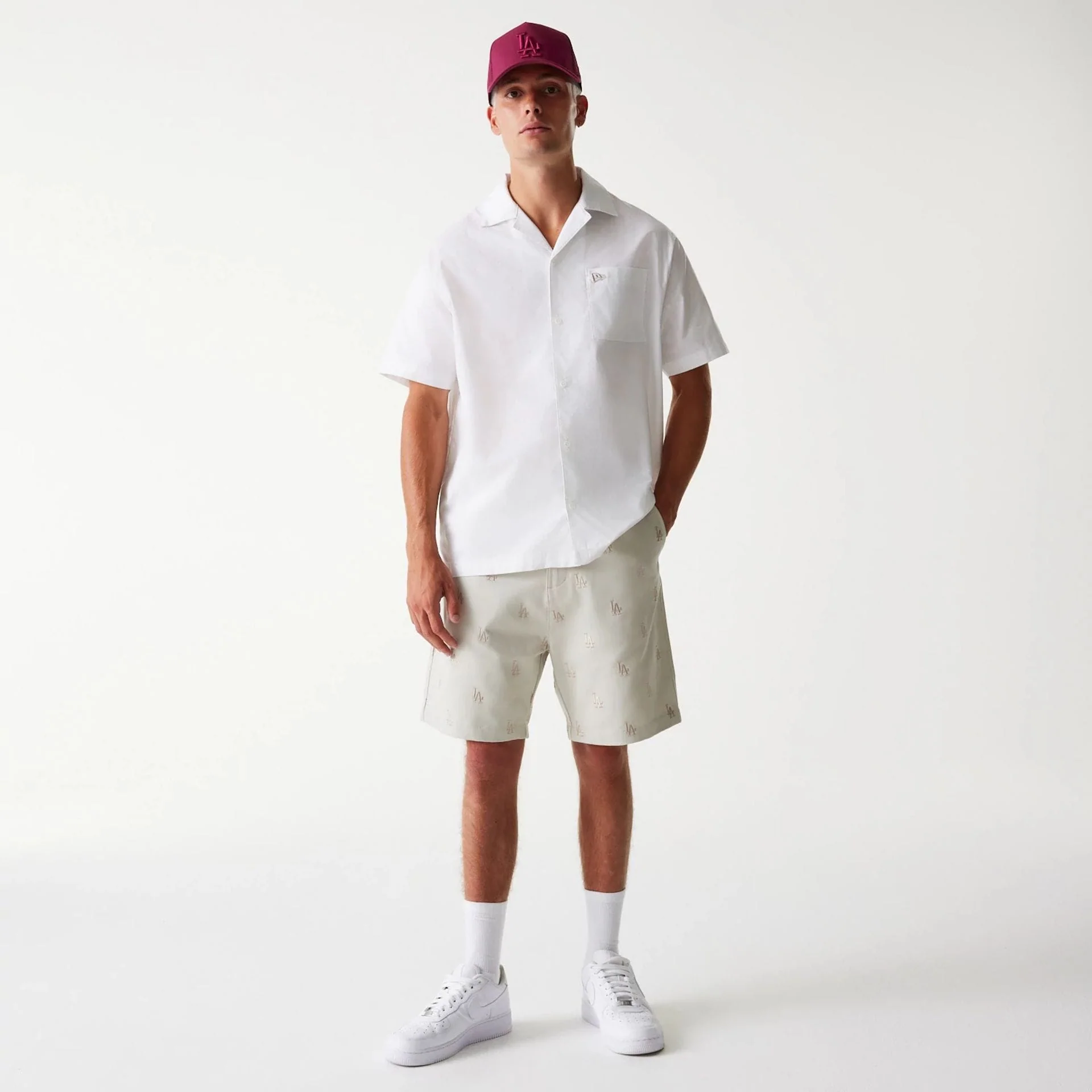 LA Dodgers MLB Monogram Cream Shorts - Image 8