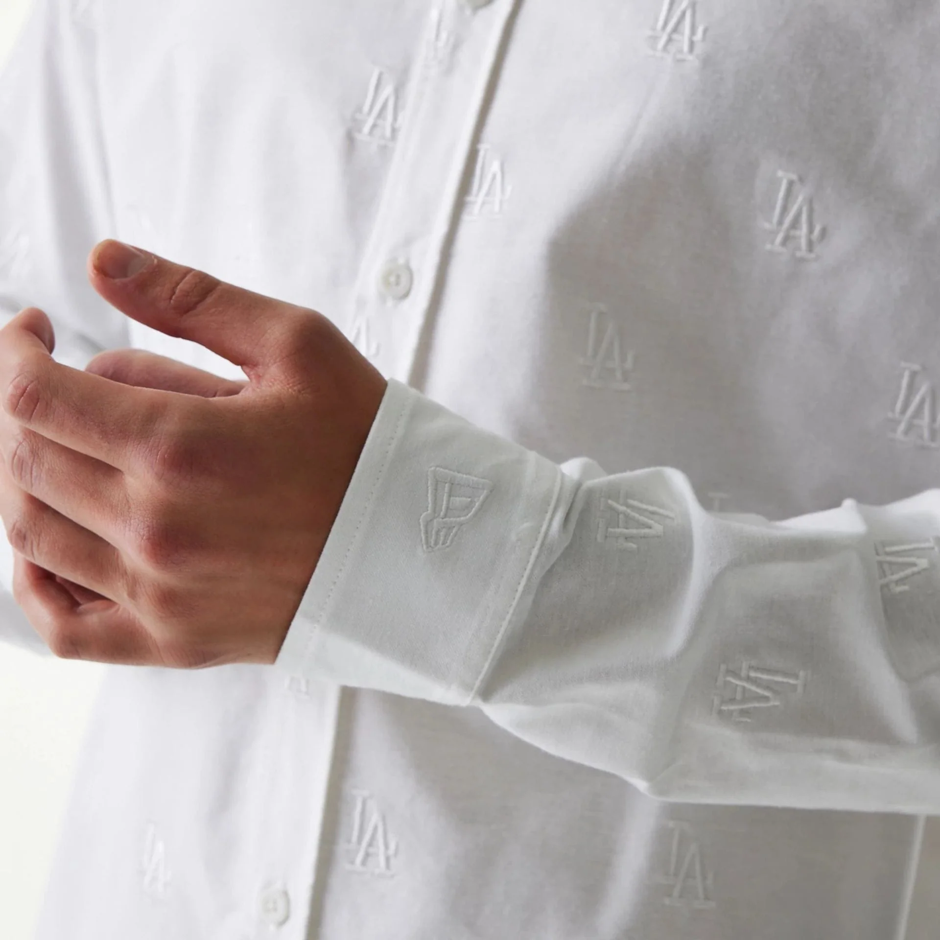 LA Dodgers MLB Monogram White Long Sleeve Shirt - Image 4