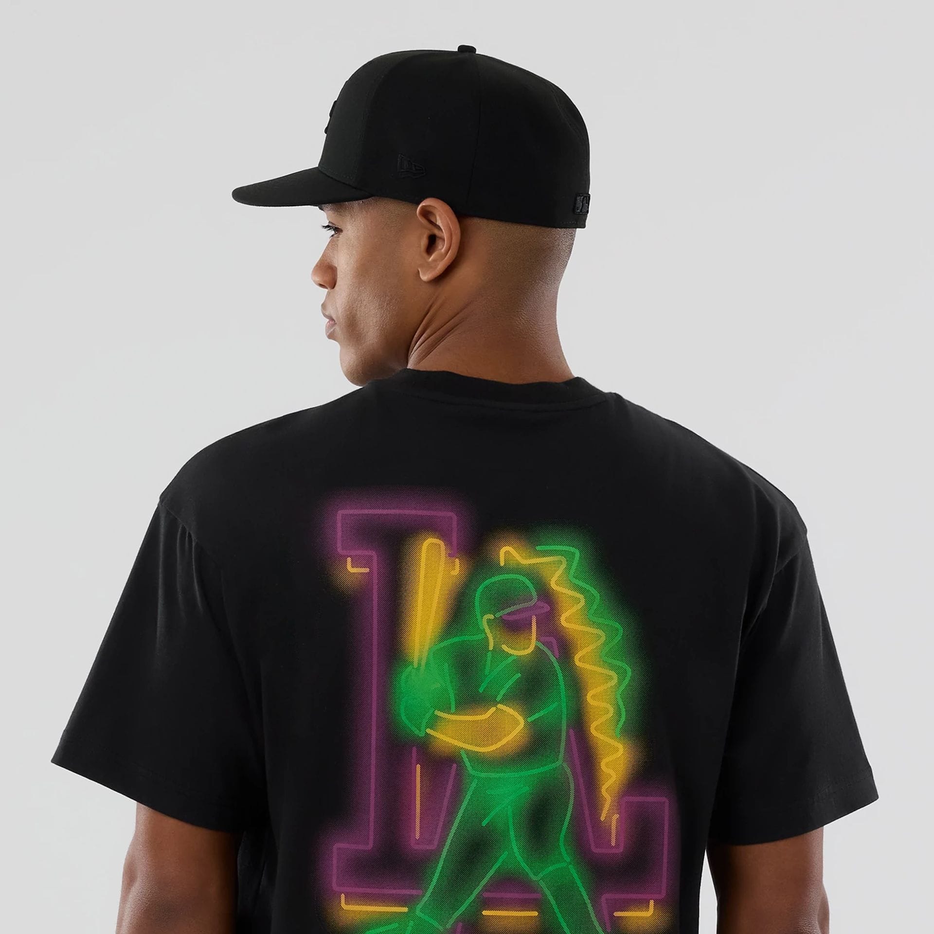 LA Dodgers MLB Neon Light Black T-Shirt - Image 5