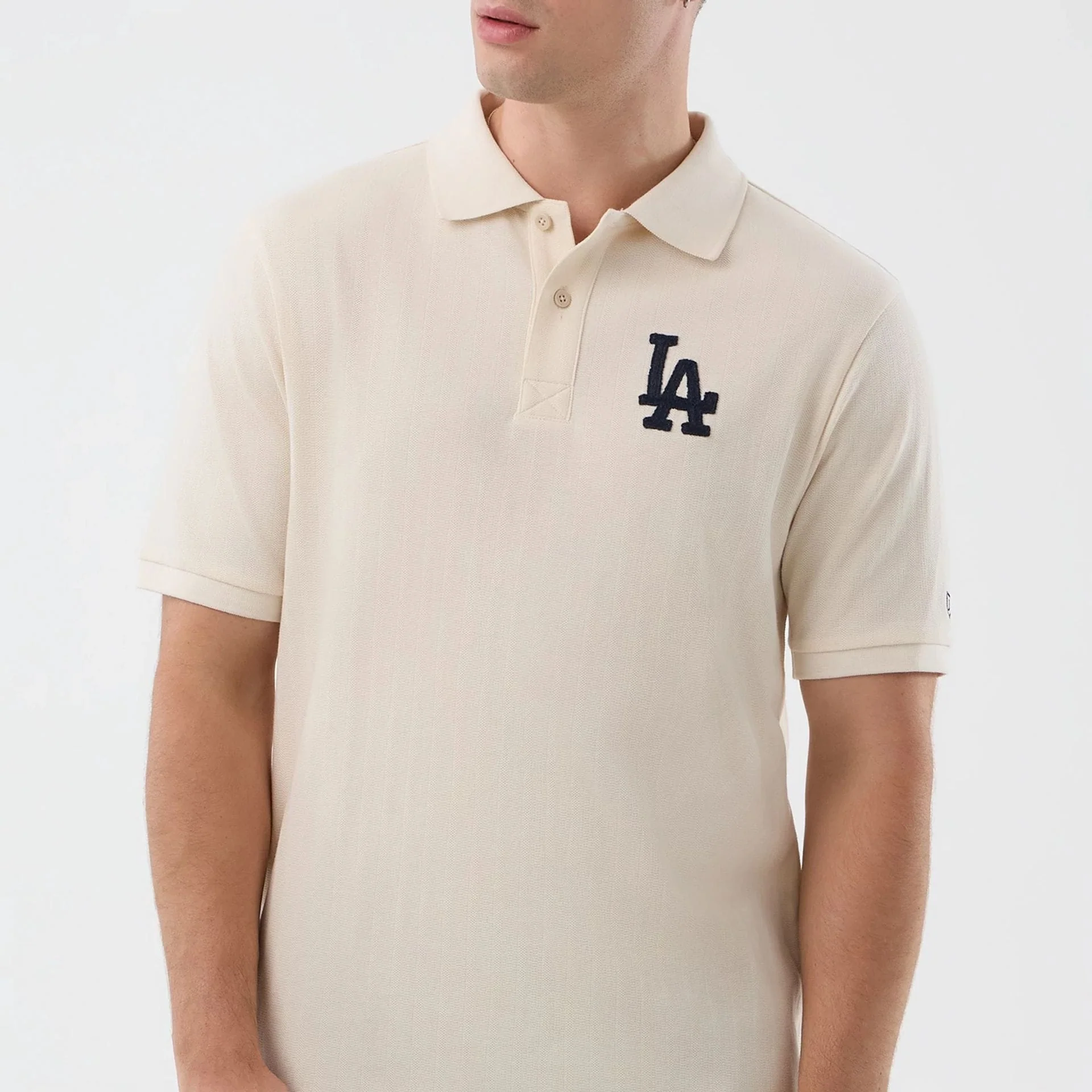 LA Dodgers MLB Rib Open White Polo T-Shirt - Image 4