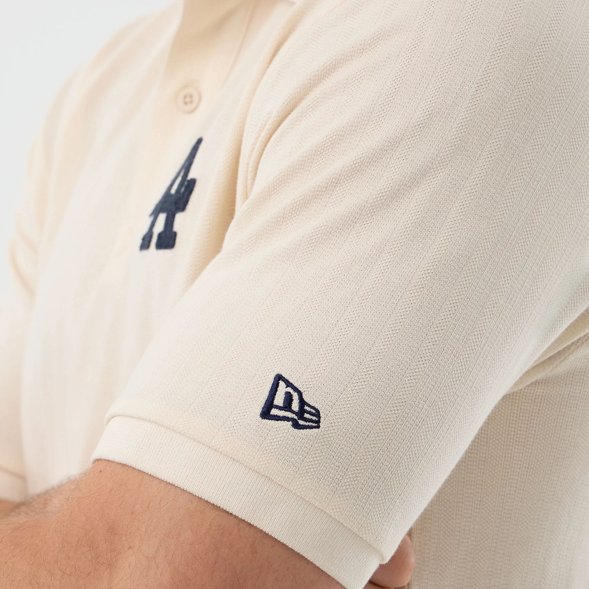LA Dodgers MLB Rib Open White Polo T-Shirt - Image 5