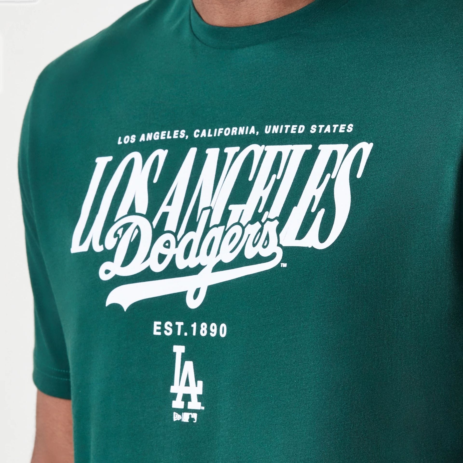LA Dodgers MLB Script Graphic Dark Green T-Shirt - Image 4