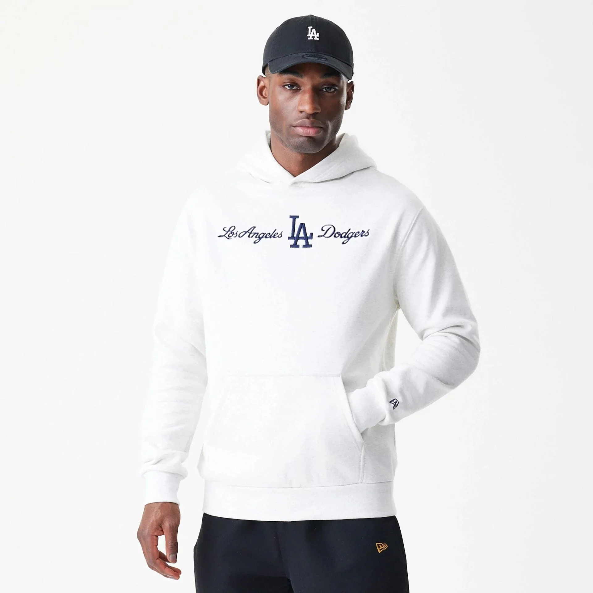 LA Dodgers MLB Script White Oversized Pullover Hoodie - Image 3