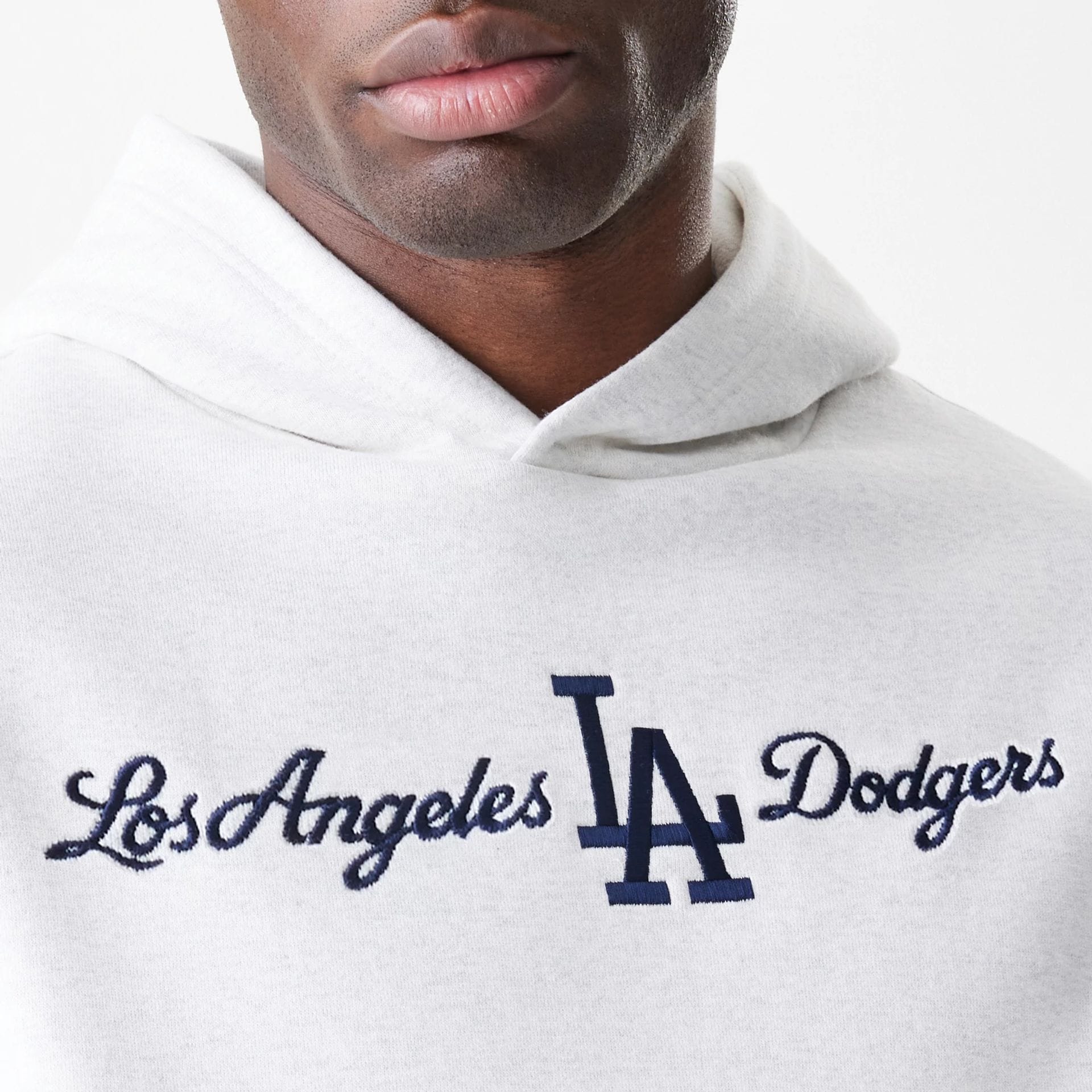 LA Dodgers MLB Script White Oversized Pullover Hoodie - Image 5