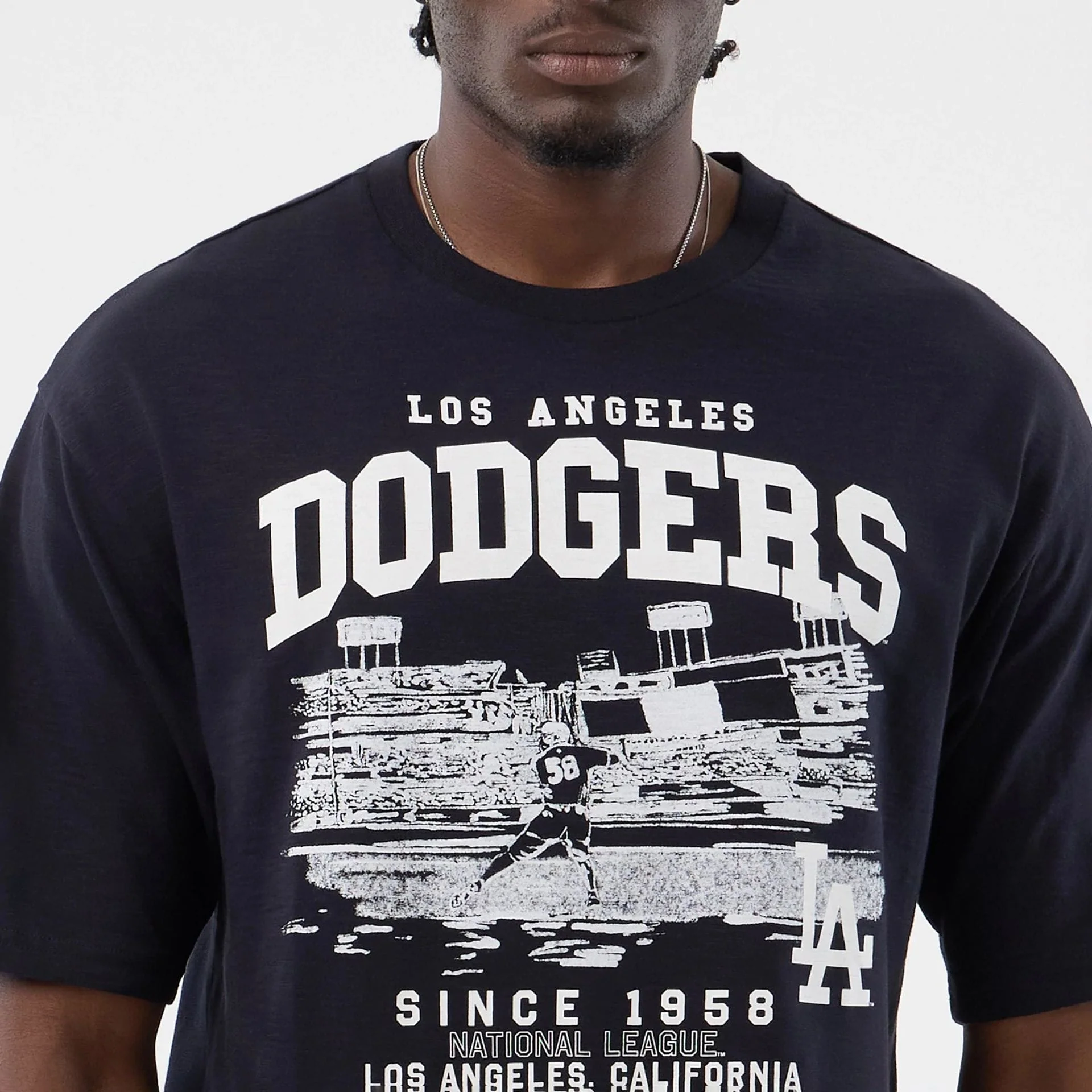 LA Dodgers MLB Slub Navy Oversized T-Shirt - Image 6