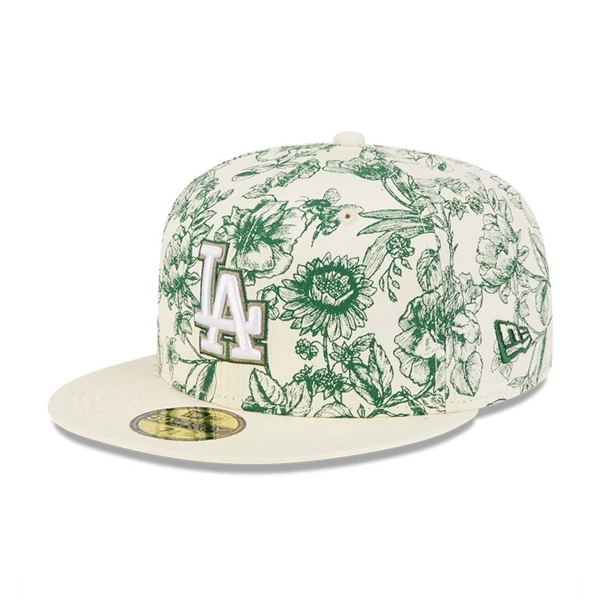 LA Dodgers MLB Spring Floral White 59FIFTY Fitted Cap - Image 3