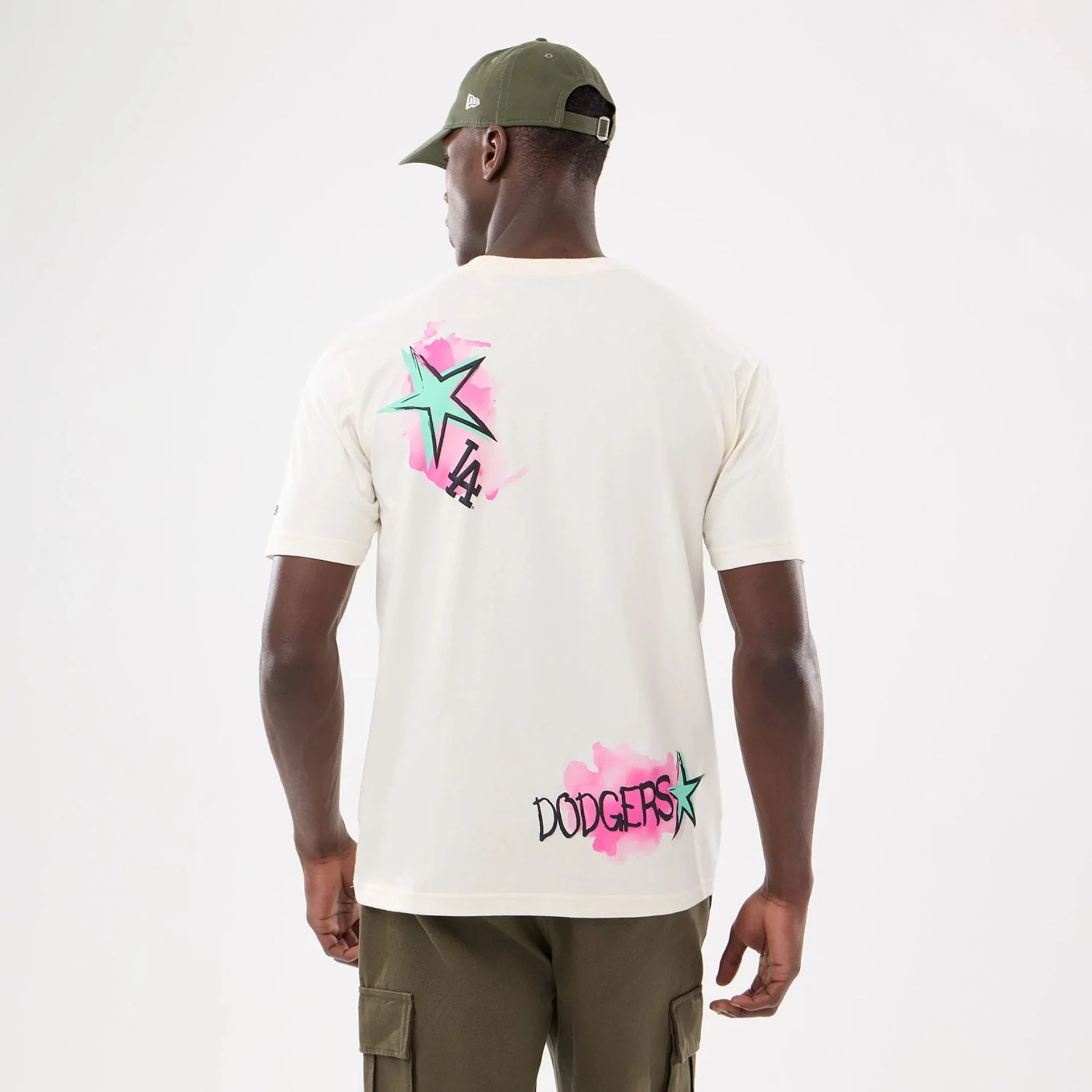 LA Dodgers MLB Street Art Graphic Light Beige T-Shirt - Image 2
