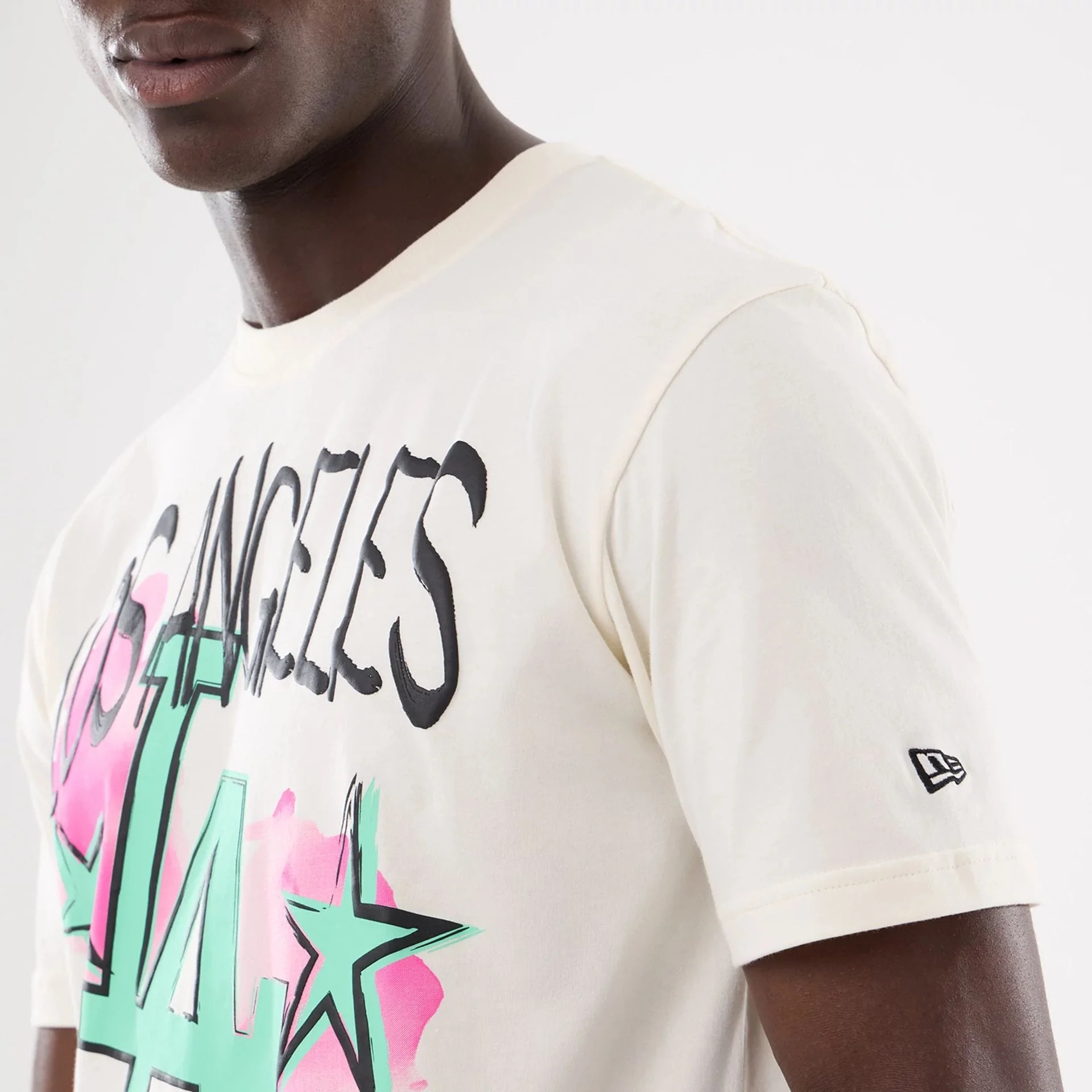 LA Dodgers MLB Street Art Graphic Light Beige T-Shirt - Image 5