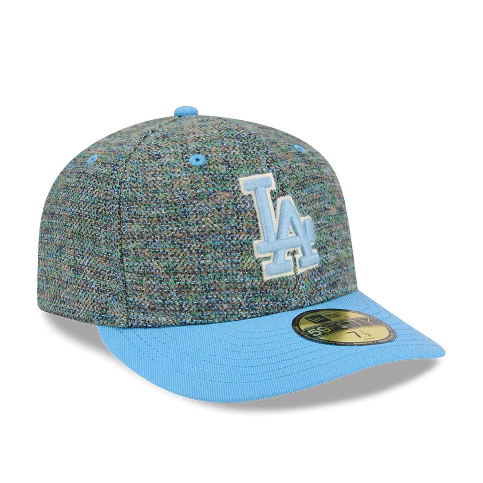 LA Dodgers MLB Tweedy Cotton Pastel Blue 59FIFTY Fitted Cap - Image 4