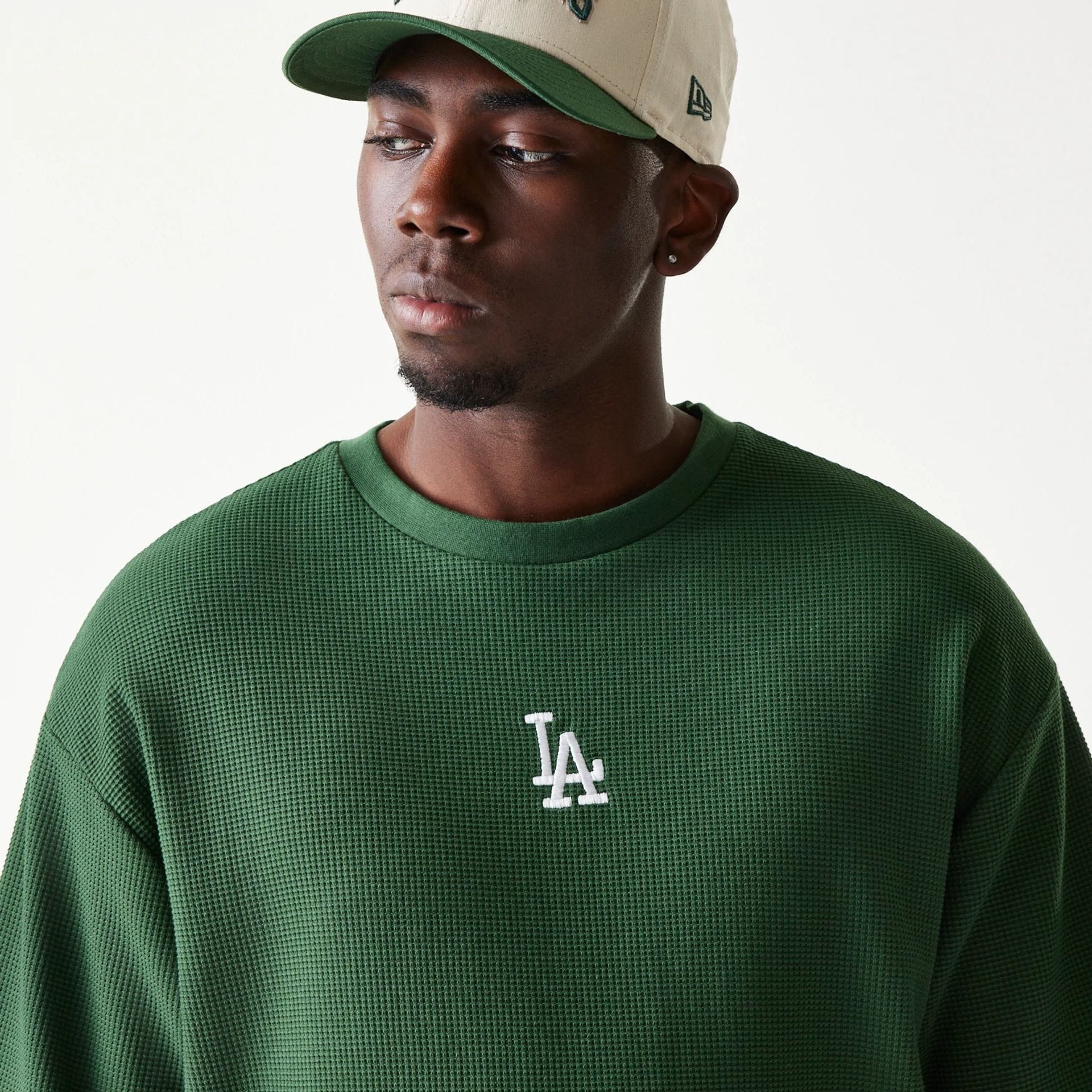 LA Dodgers MLB Waffle Dark Green Oversized T-Shirt - Image 7