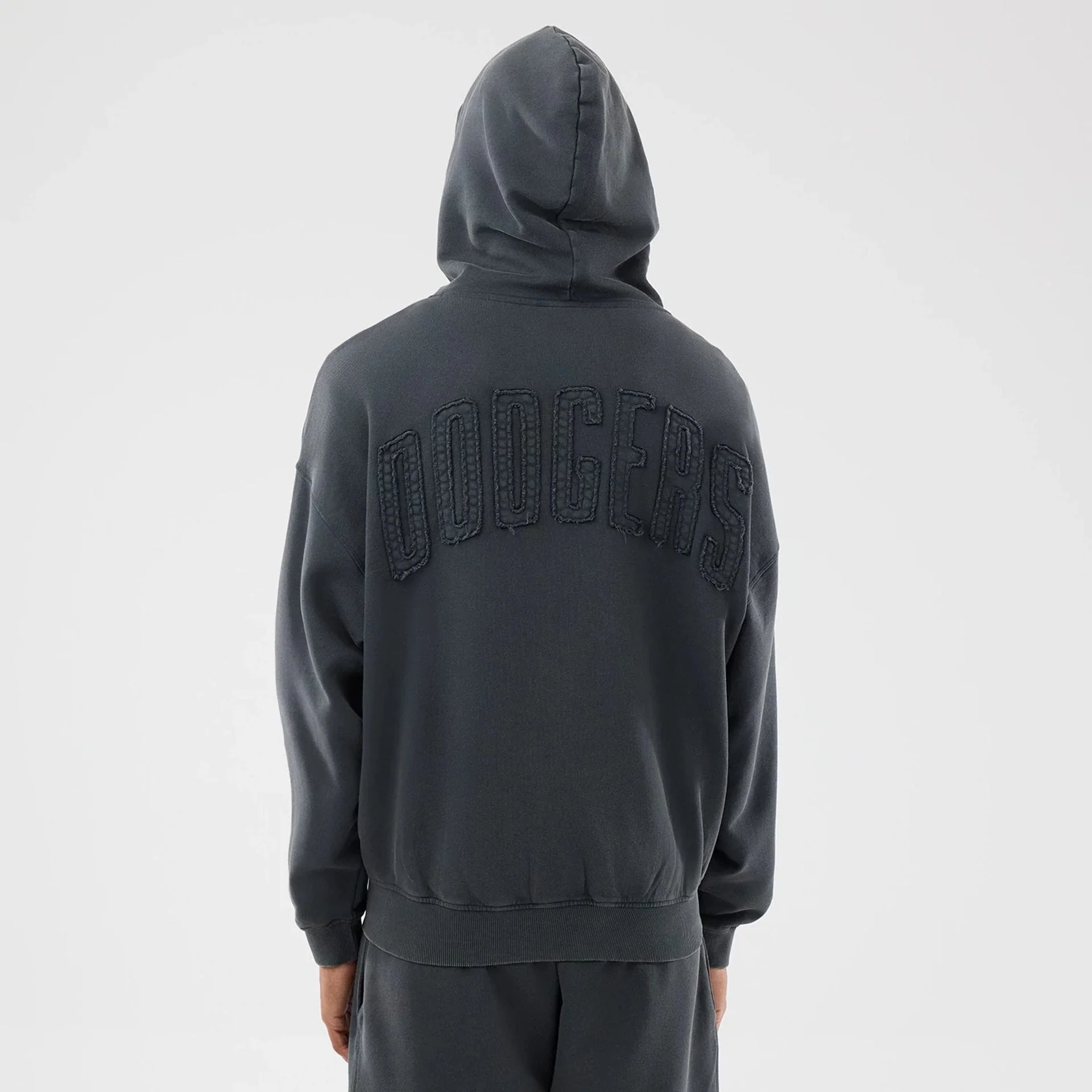 LA Dodgers MLB Washed Dark Grey Full Zip Hoodie - Image 2