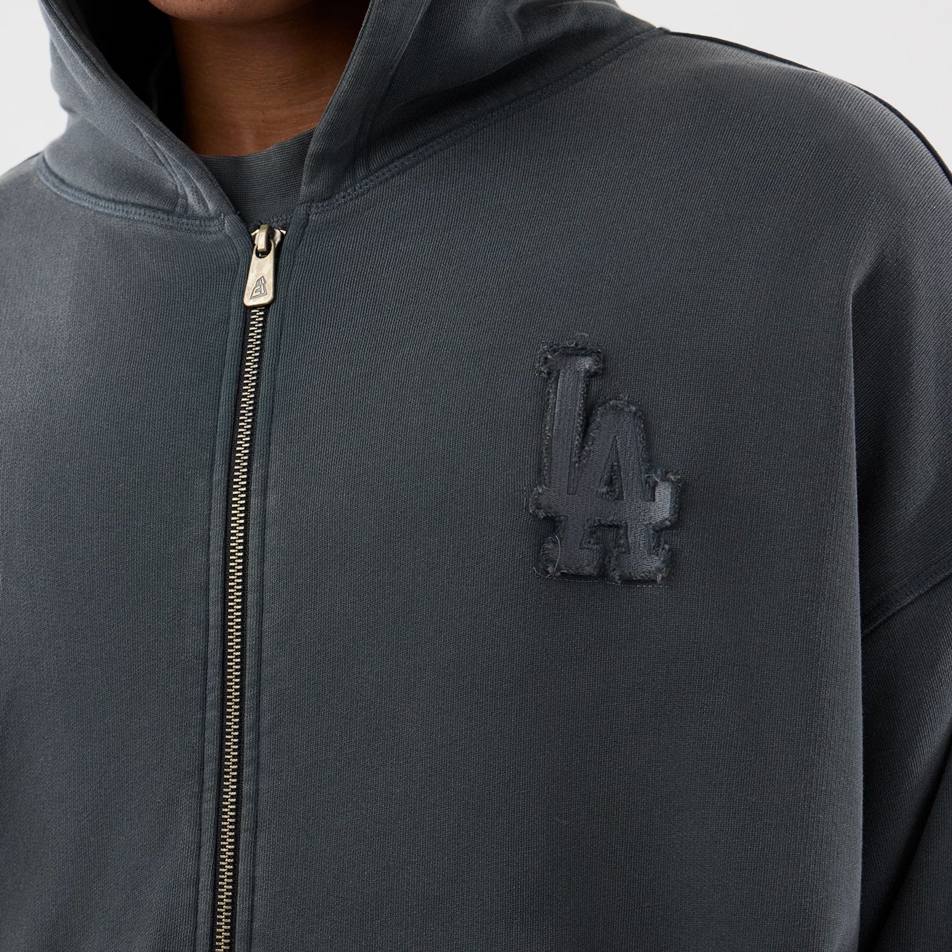 LA Dodgers MLB Washed Dark Grey Full Zip Hoodie - Image 6