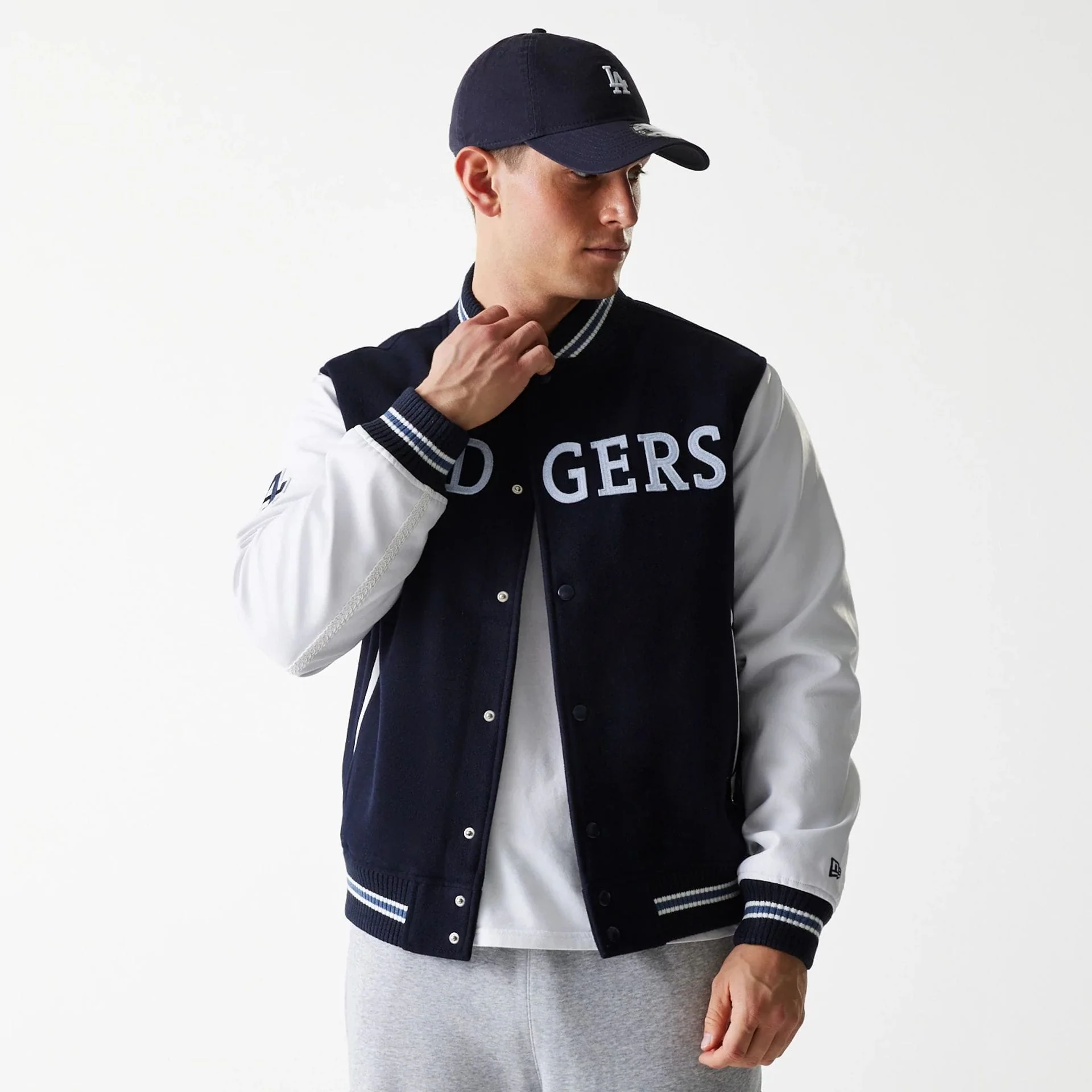 LA Dodgers MLB Wordmark Navy Varsity Jacket - Image 3