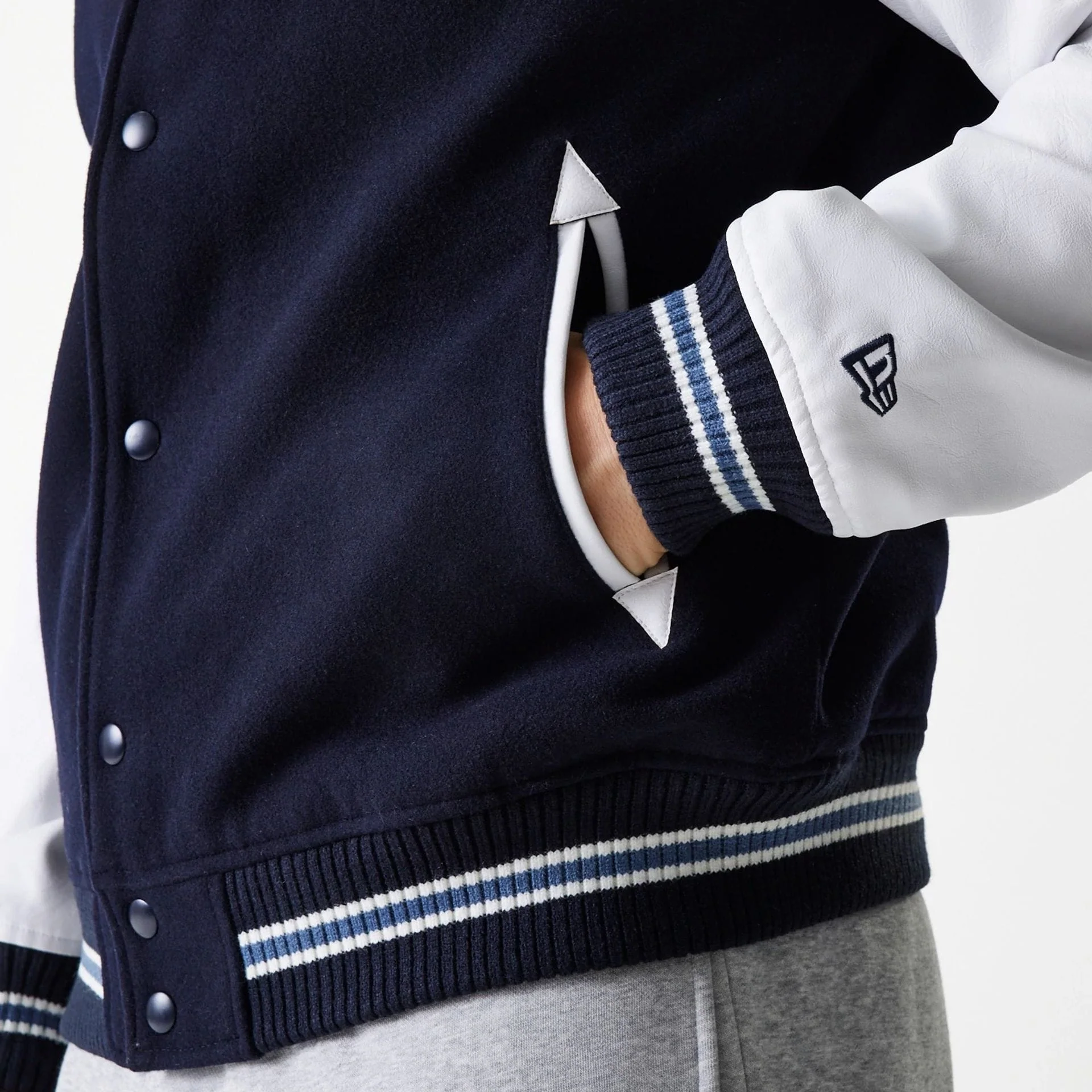 LA Dodgers MLB Wordmark Navy Varsity Jacket - Image 5