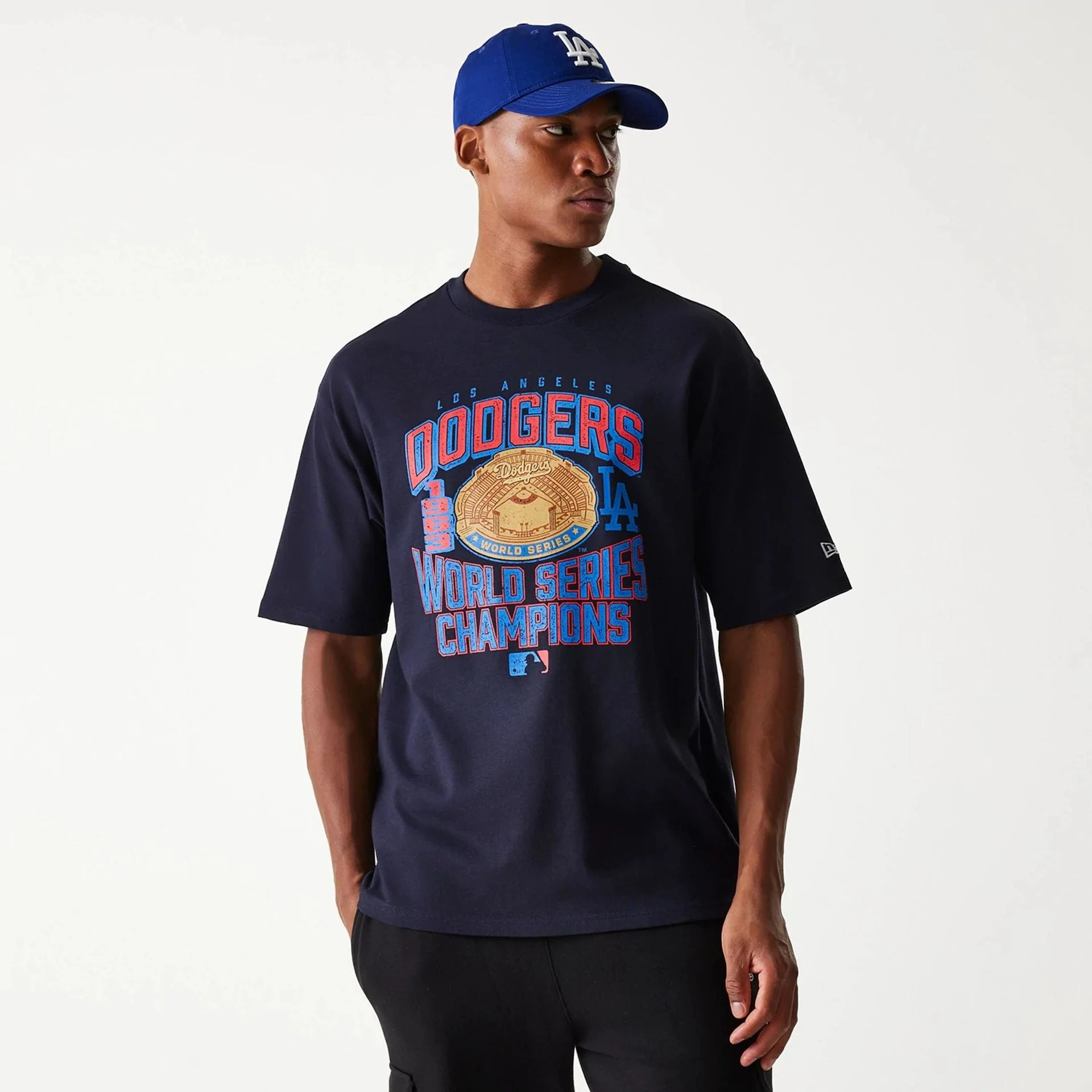 LA Dodgers MLB World Series Navy Oversized T-Shirt - Image 3