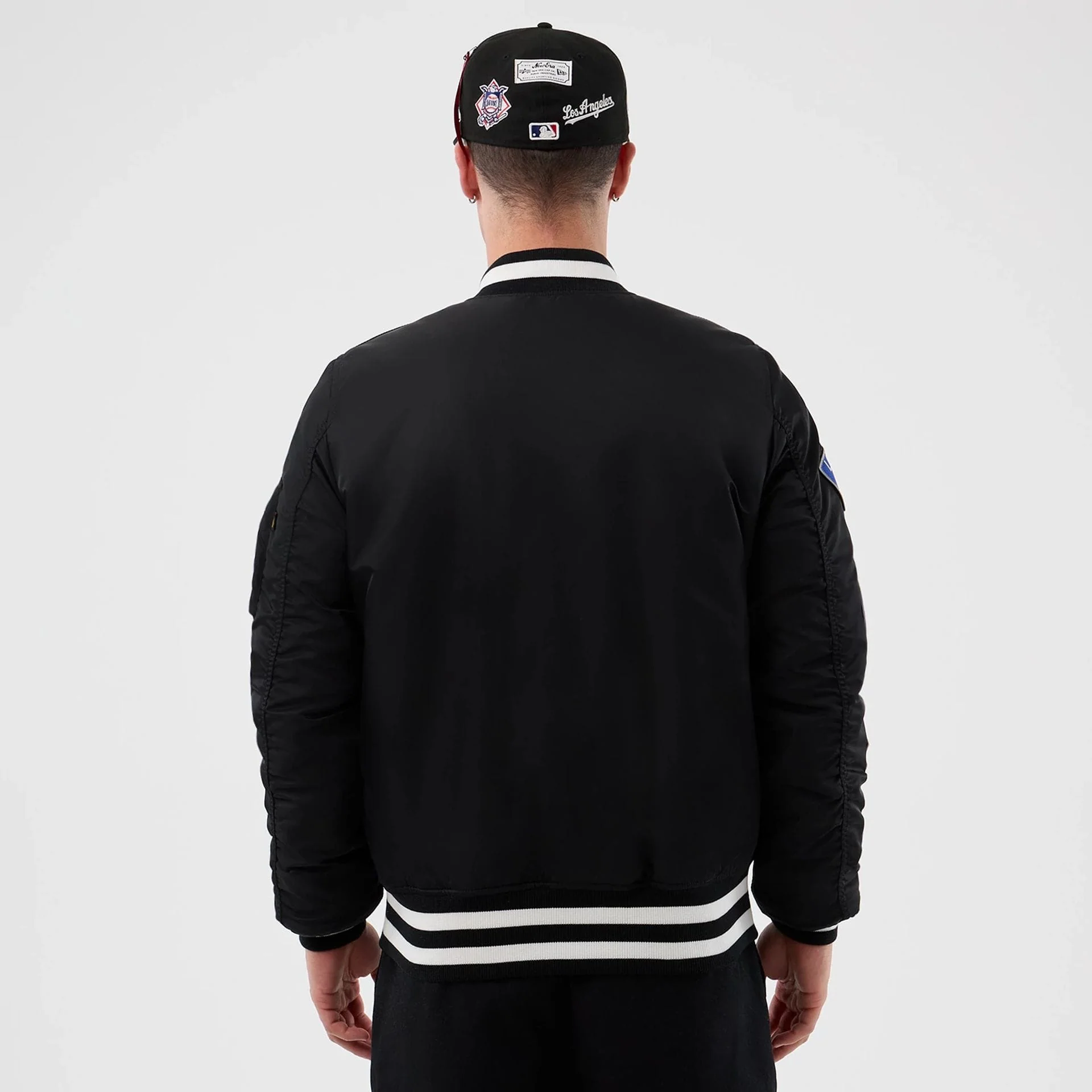 LA Dodgers MLB X Alpha Black Bomber Jacket - Image 2